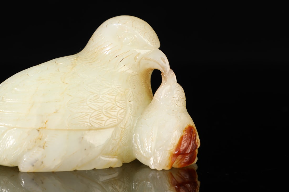An Exquisite White Jade Bird Hand Piece - 5