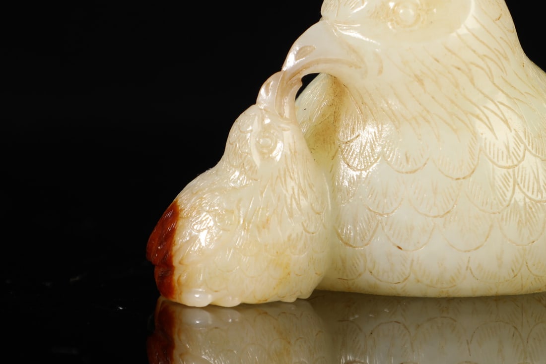 An Exquisite White Jade Bird Hand Piece - 7