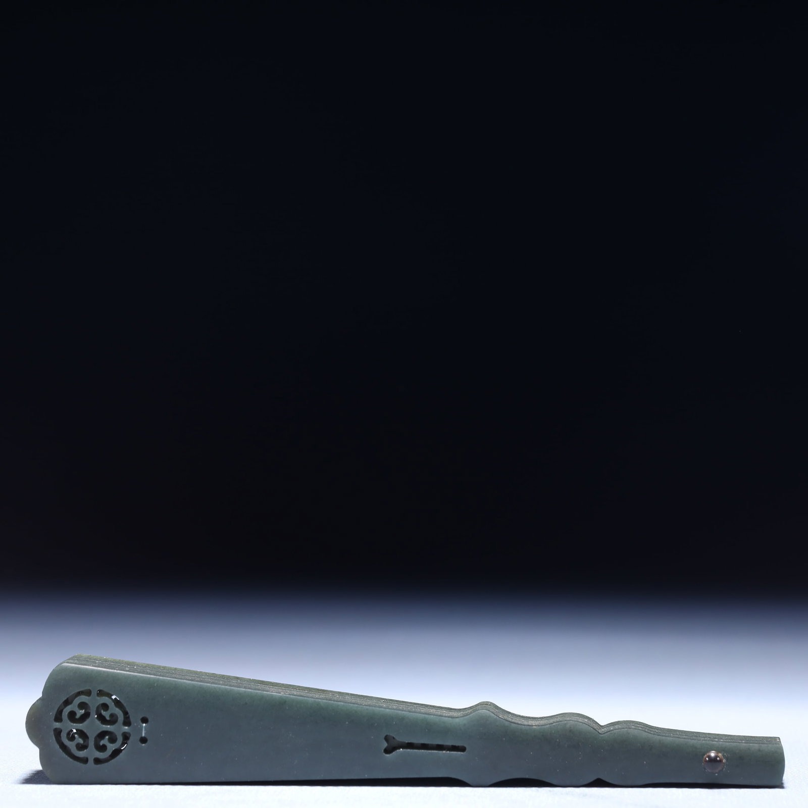 An Exquisite Jasper Lotus Pattern Fan - 7