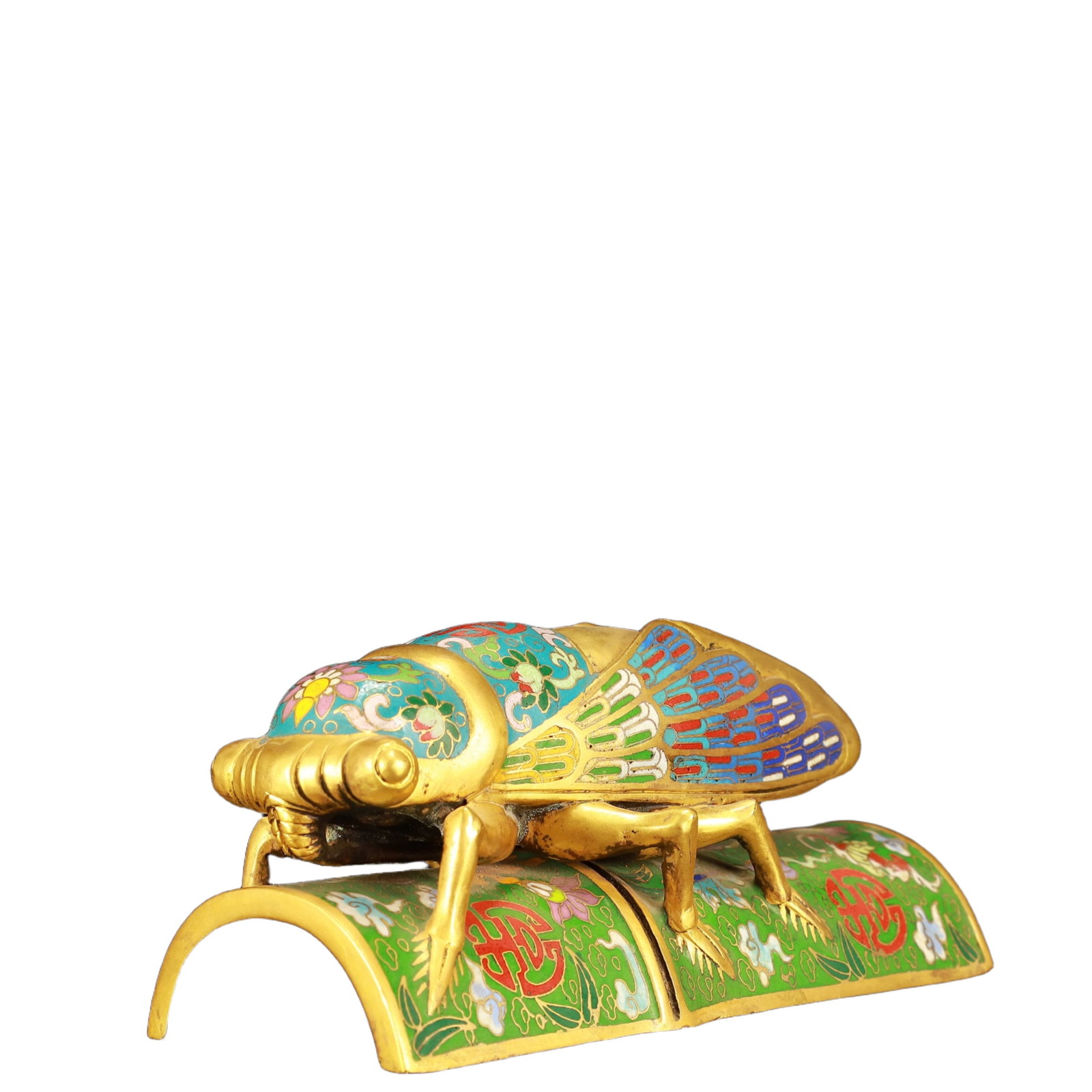 An Exquisite Cloisonne Flower Pattern Cicada Ornament - 2