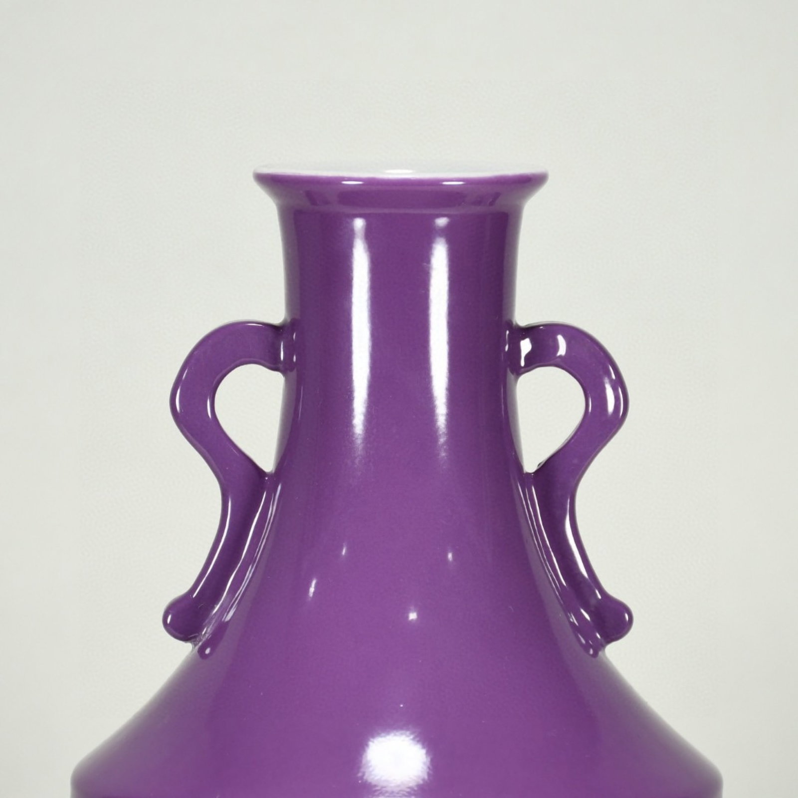 An Exquisite Purple Glazed Double-Ears Vase - 2