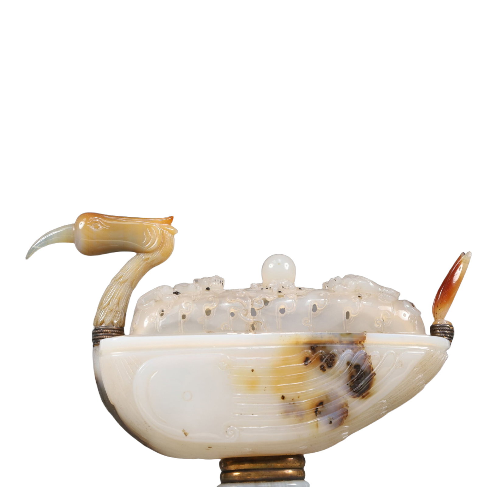 An Exquisite Agate Crane-Shaped Censer - 2