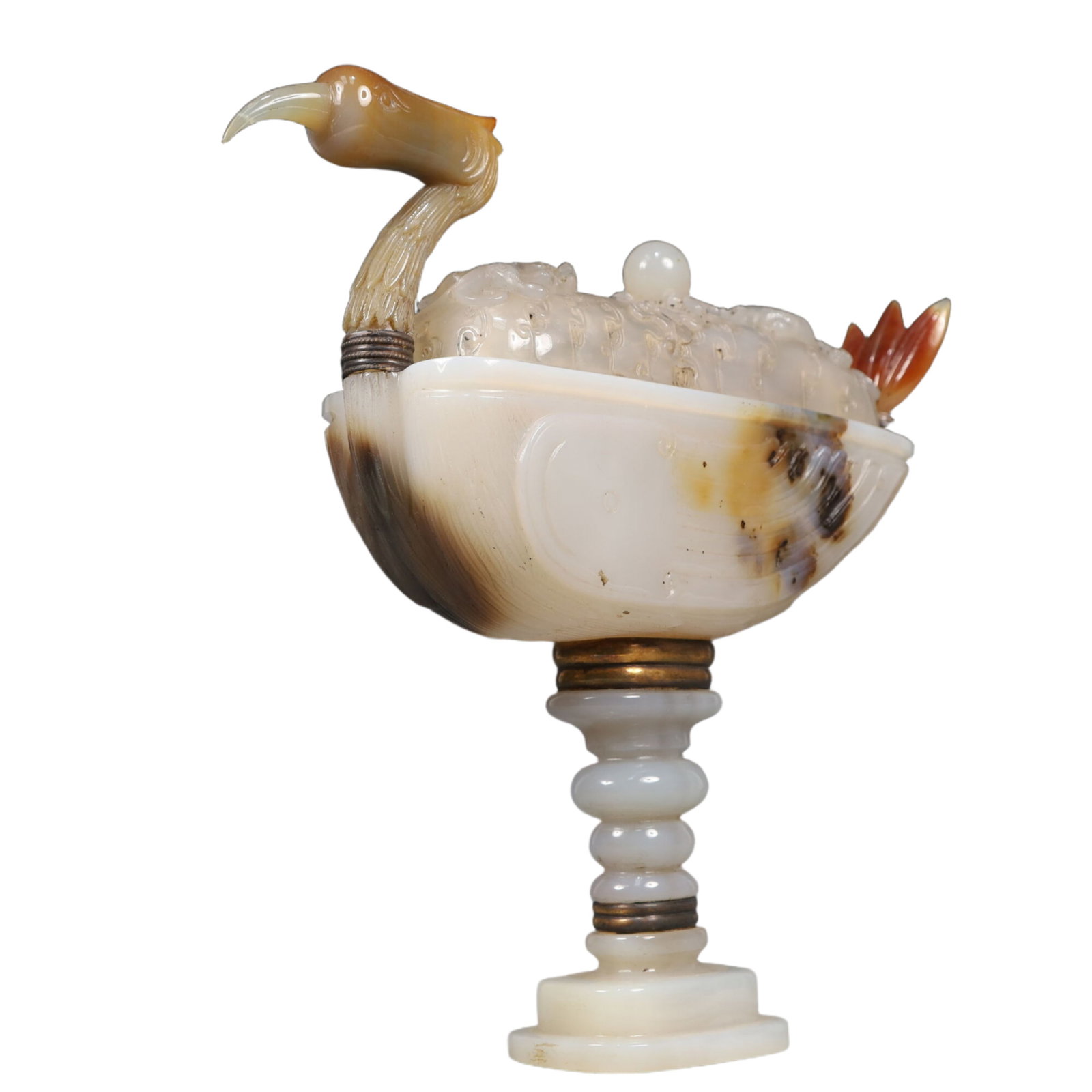 An Exquisite Agate Crane-Shaped Censer - 4
