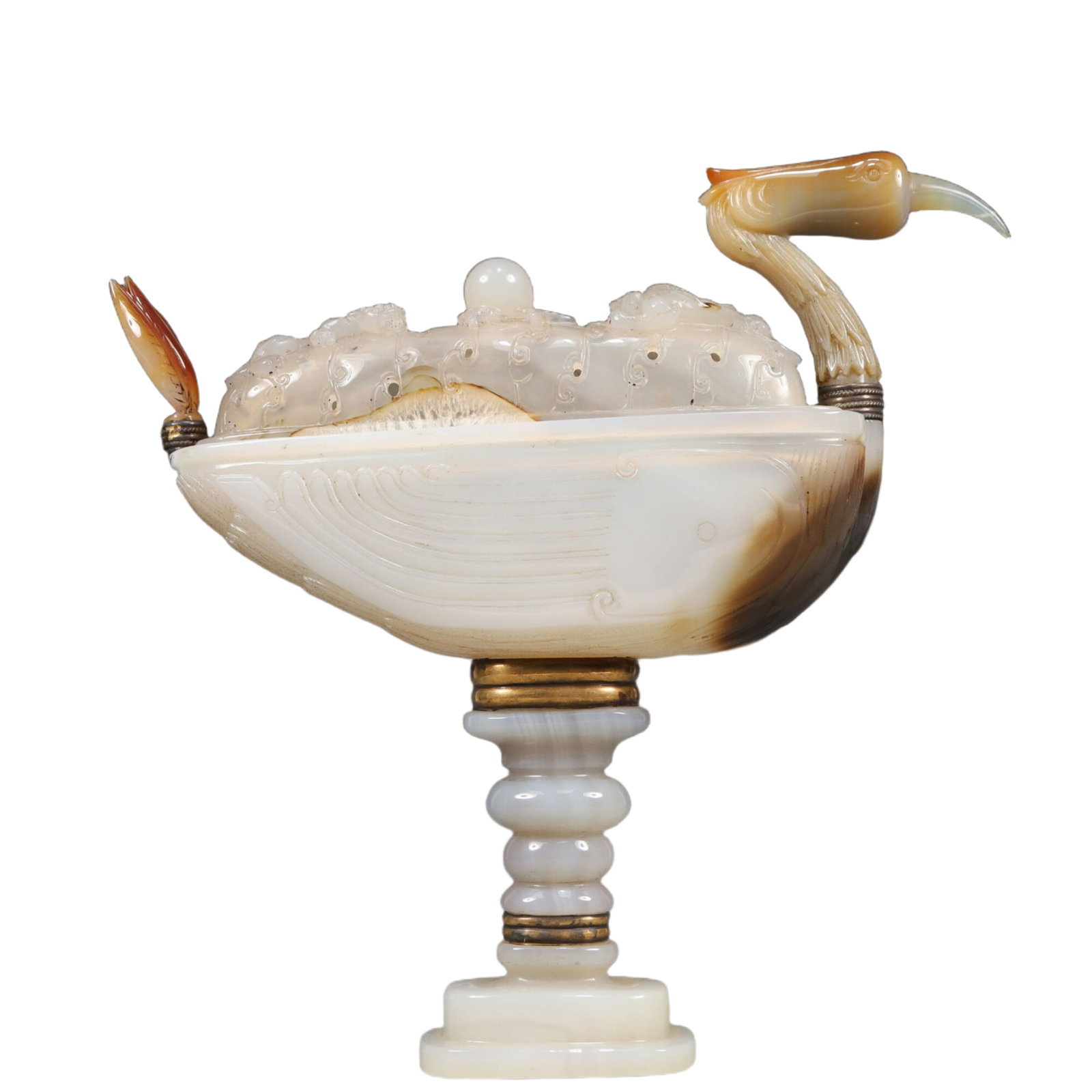 An Exquisite Agate Crane-Shaped Censer - 7