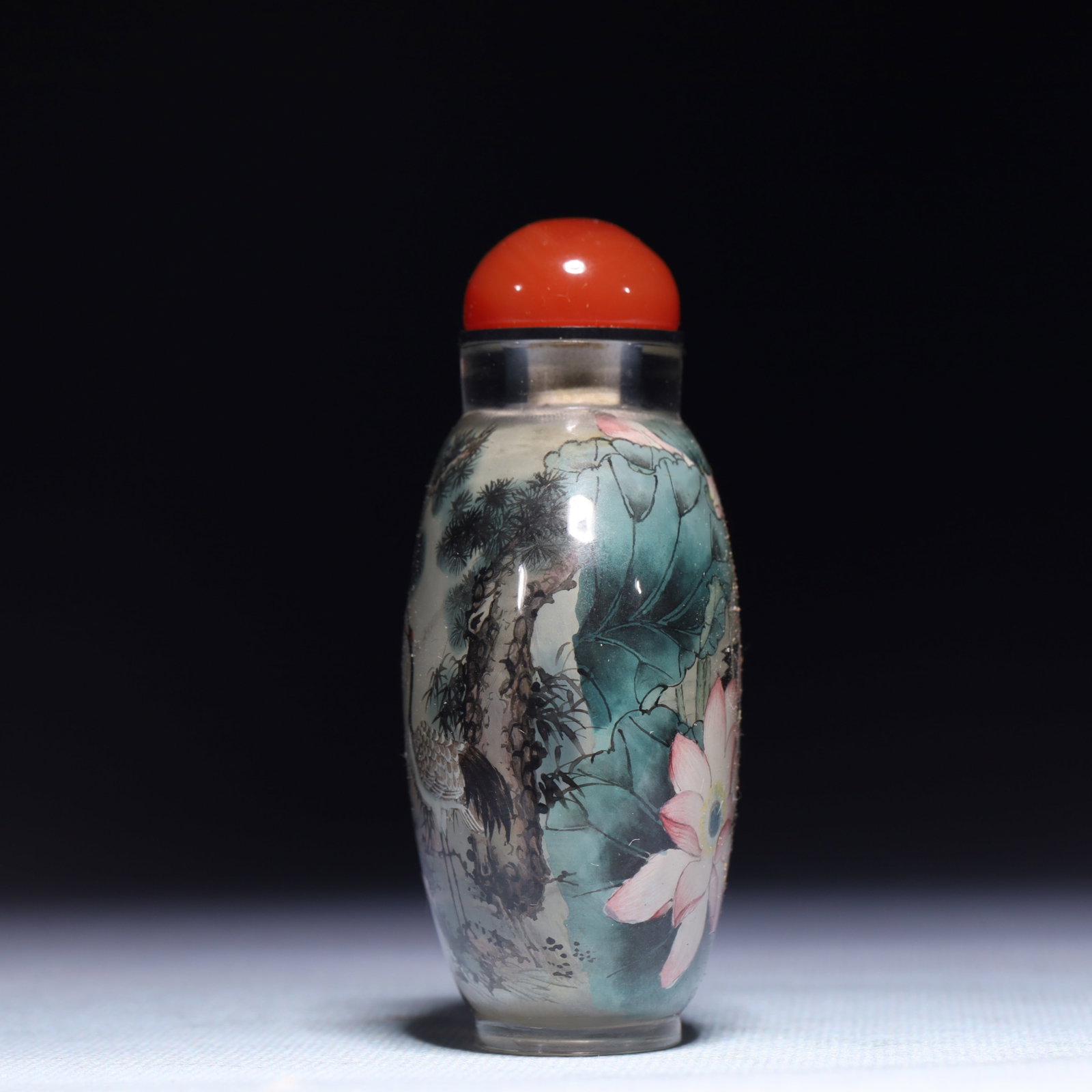 An Exquisite Glass Crane Pattern Snuff Bottle - 3