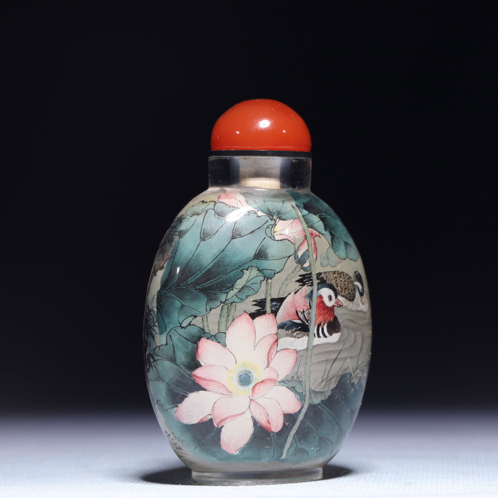 An Exquisite Glass Crane Pattern Snuff Bottle - 4