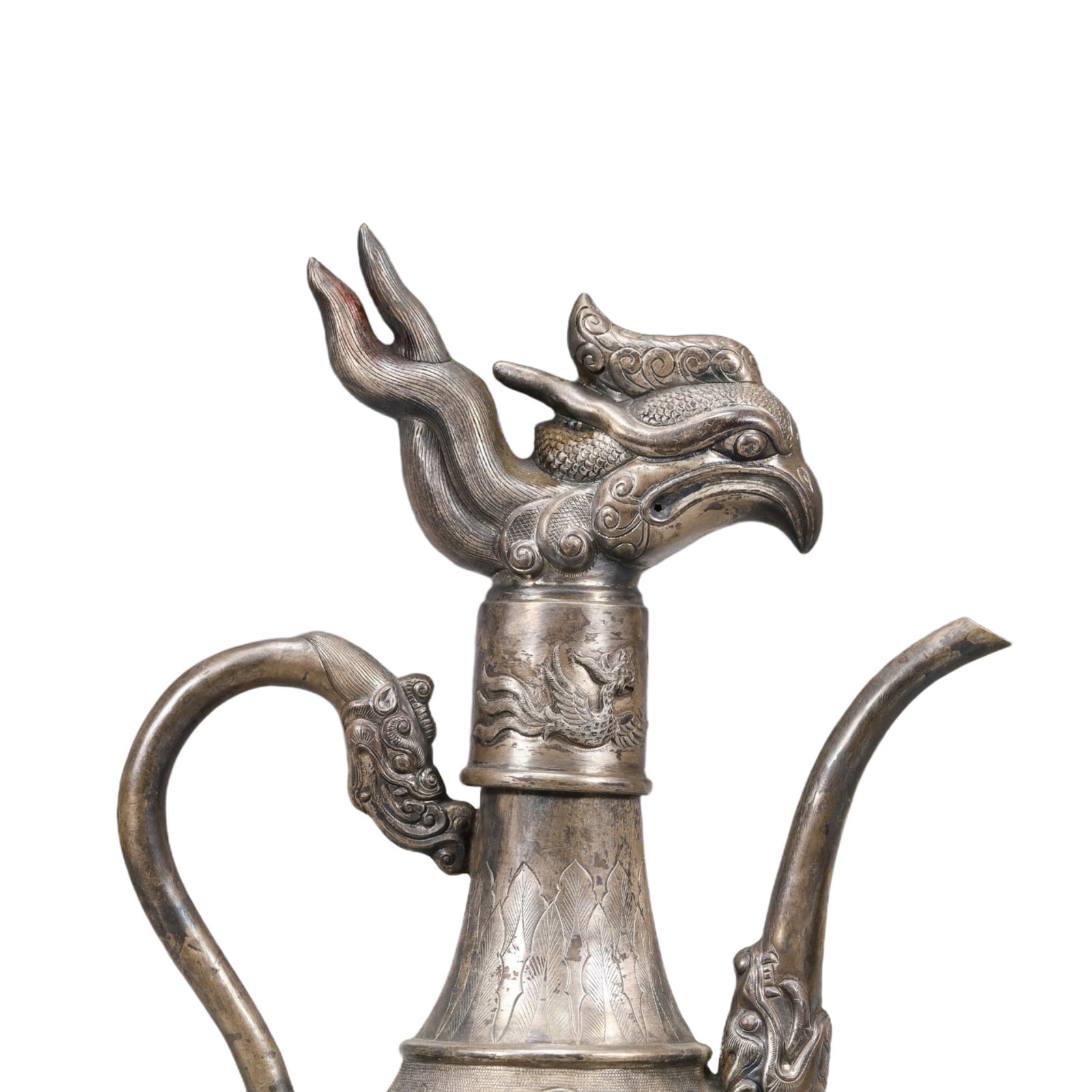 A Precious Silver 'Auspicious Beast& Ocean' Ewer - 2