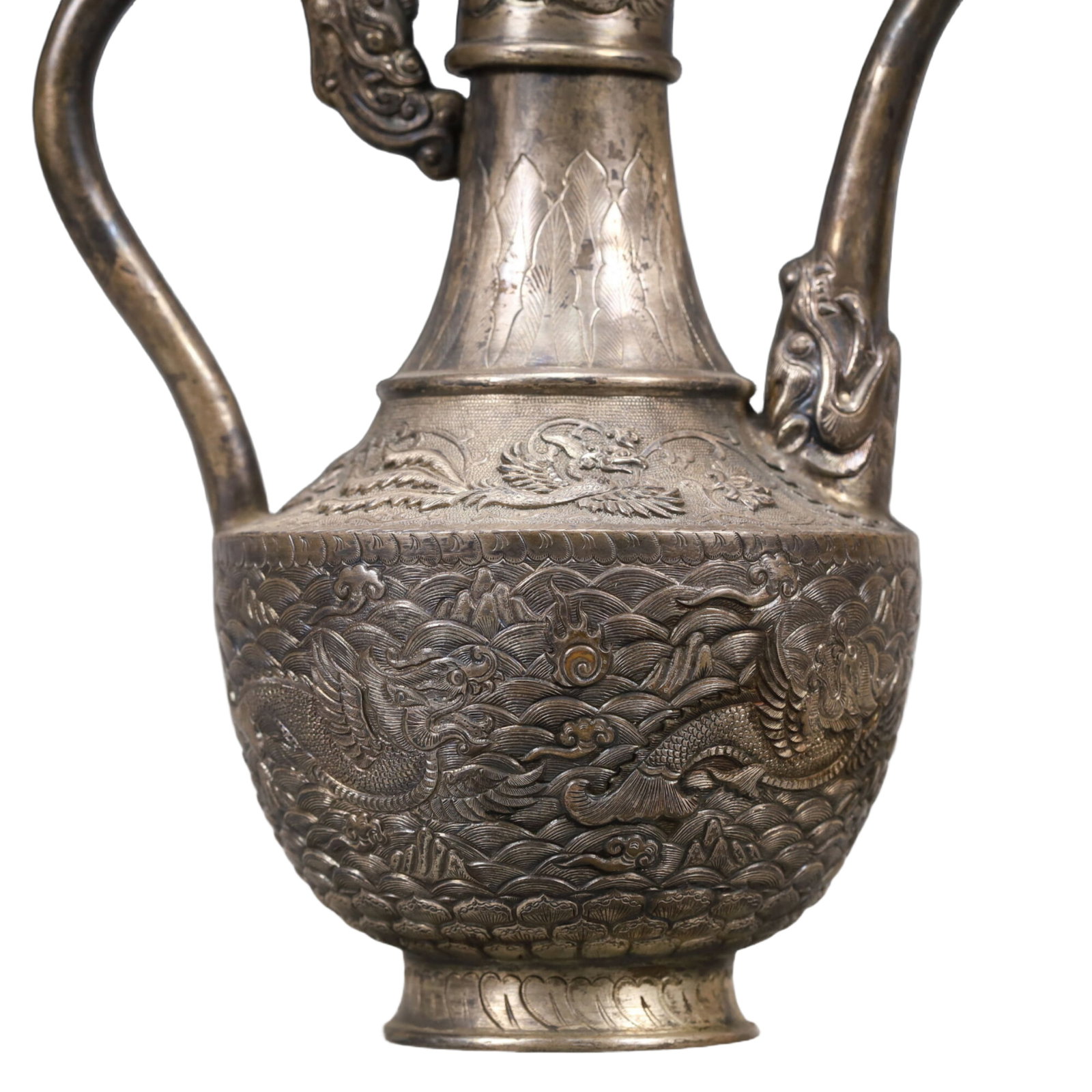 A Precious Silver 'Auspicious Beast& Ocean' Ewer - 3