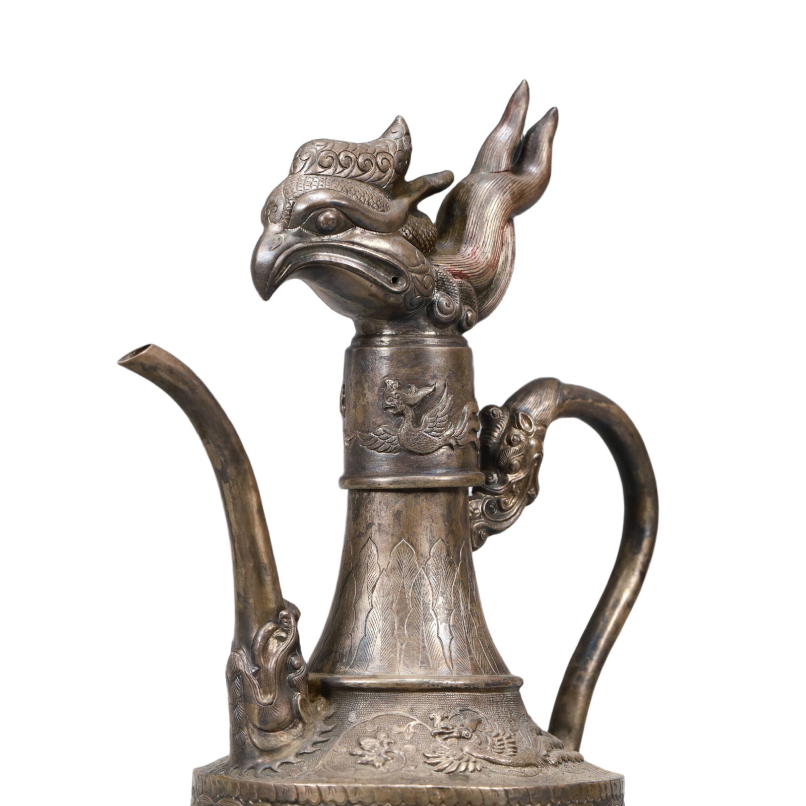A Precious Silver 'Auspicious Beast& Ocean' Ewer - 7