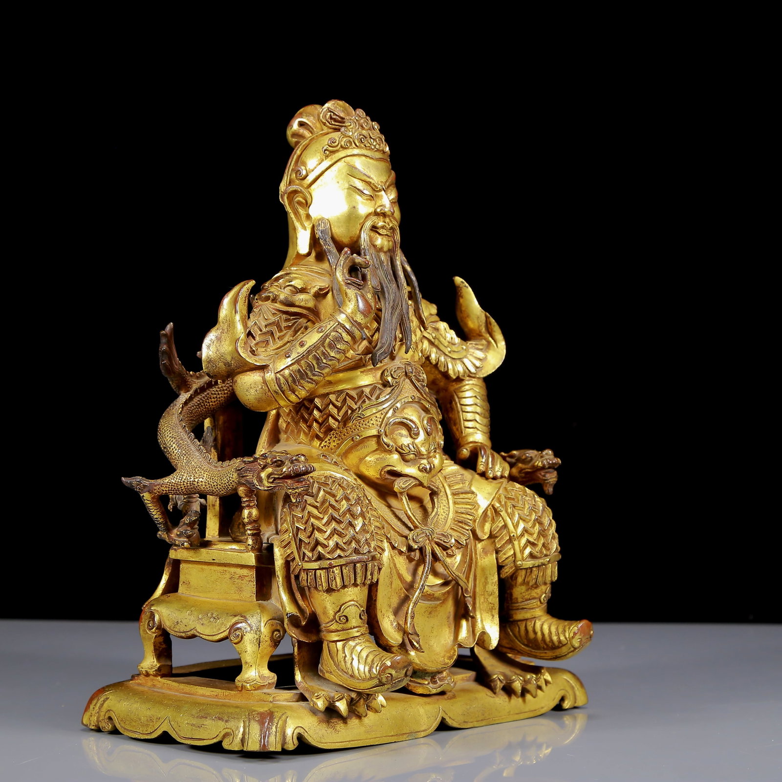 A Solemn Gilt Bronze Statue of Mammon - 6