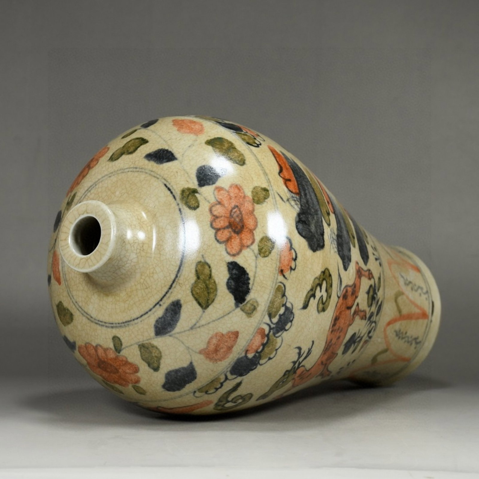 A Rare Biscuit Sika Deer Pattern Vase - 6