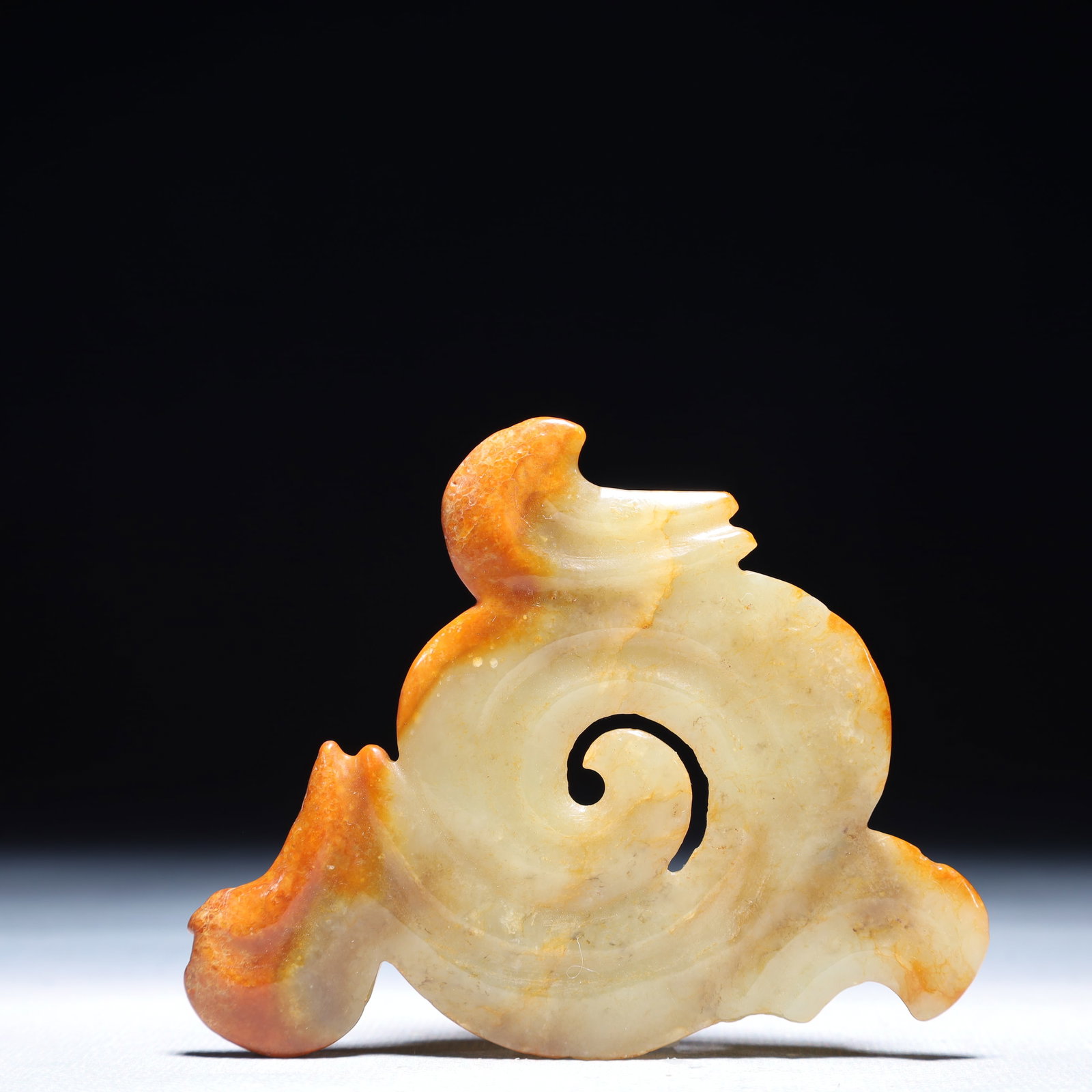 An Archaic Hongshan Culture White Jade Pendant: An Archaic Hongshan Culture White Jade Pendant,Ancient Time,China,Size:3.5inx2.8in,Weight:44.4g 红山文化白玉挂件,中国新石器