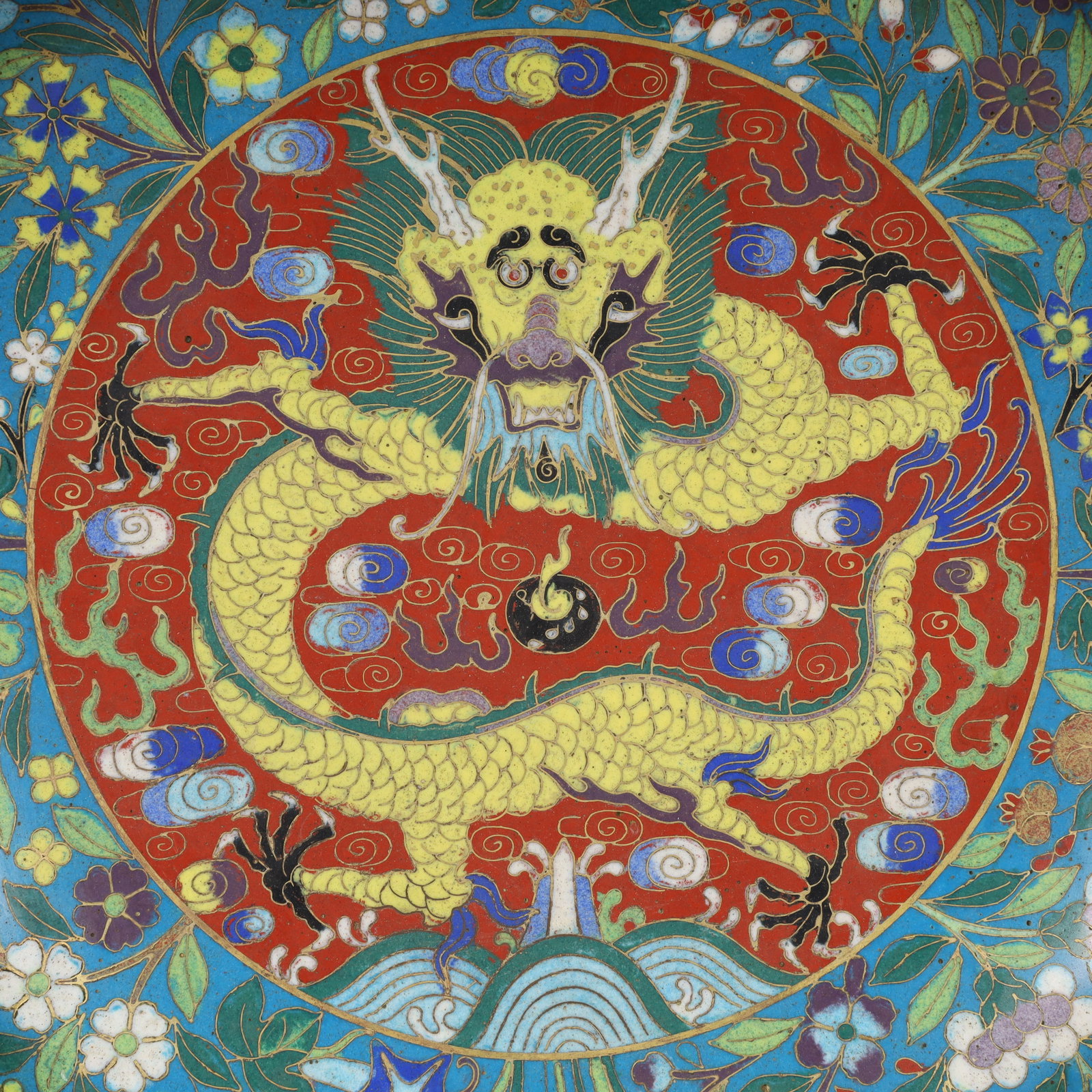 An Exquisite Cloisonne Flower Dragon Pattern Plate - 2