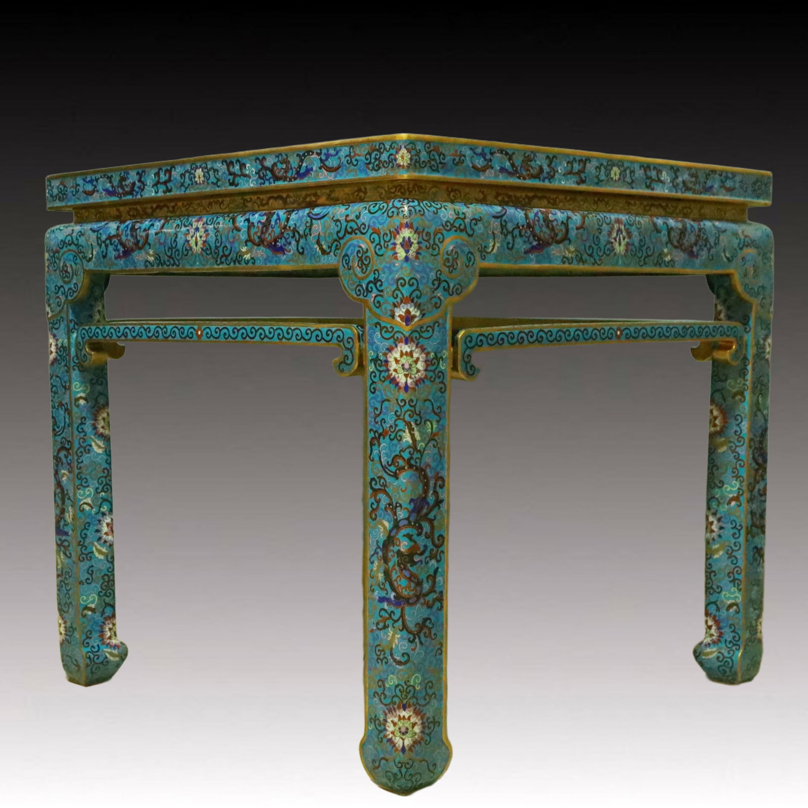 A Huge Cloisonne Lotus and Lion Pattern Table - 6