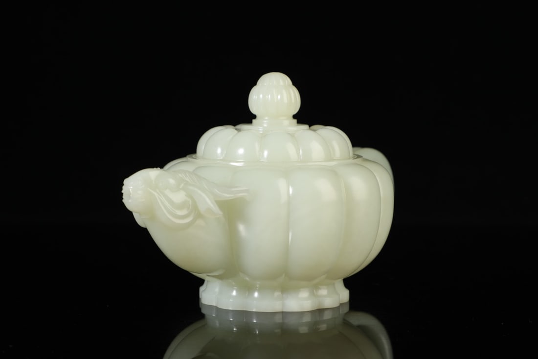 An Exquisite White Jade Sheep-head Teapot - 4