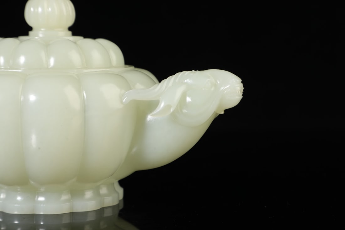 An Exquisite White Jade Sheep-head Teapot - 5