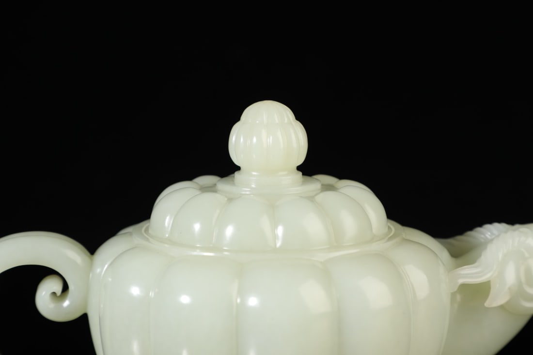 An Exquisite White Jade Sheep-head Teapot - 8