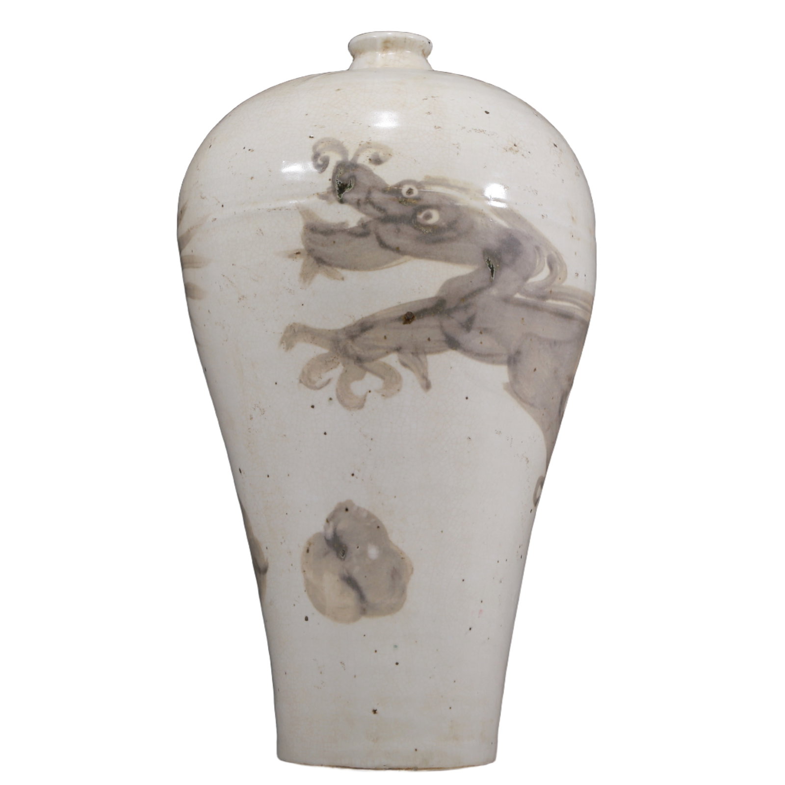 An Elaborate Copper-Red 'Dragon' Korean Vase: An Elaborate Copper-Red 'Dragon' Korean Vase. Painted with sinuous dragons. Ancient South Korea, Gaoli Period. Size:9.1inx16.9in. Weight:5285g. 高丽时期 釉里红