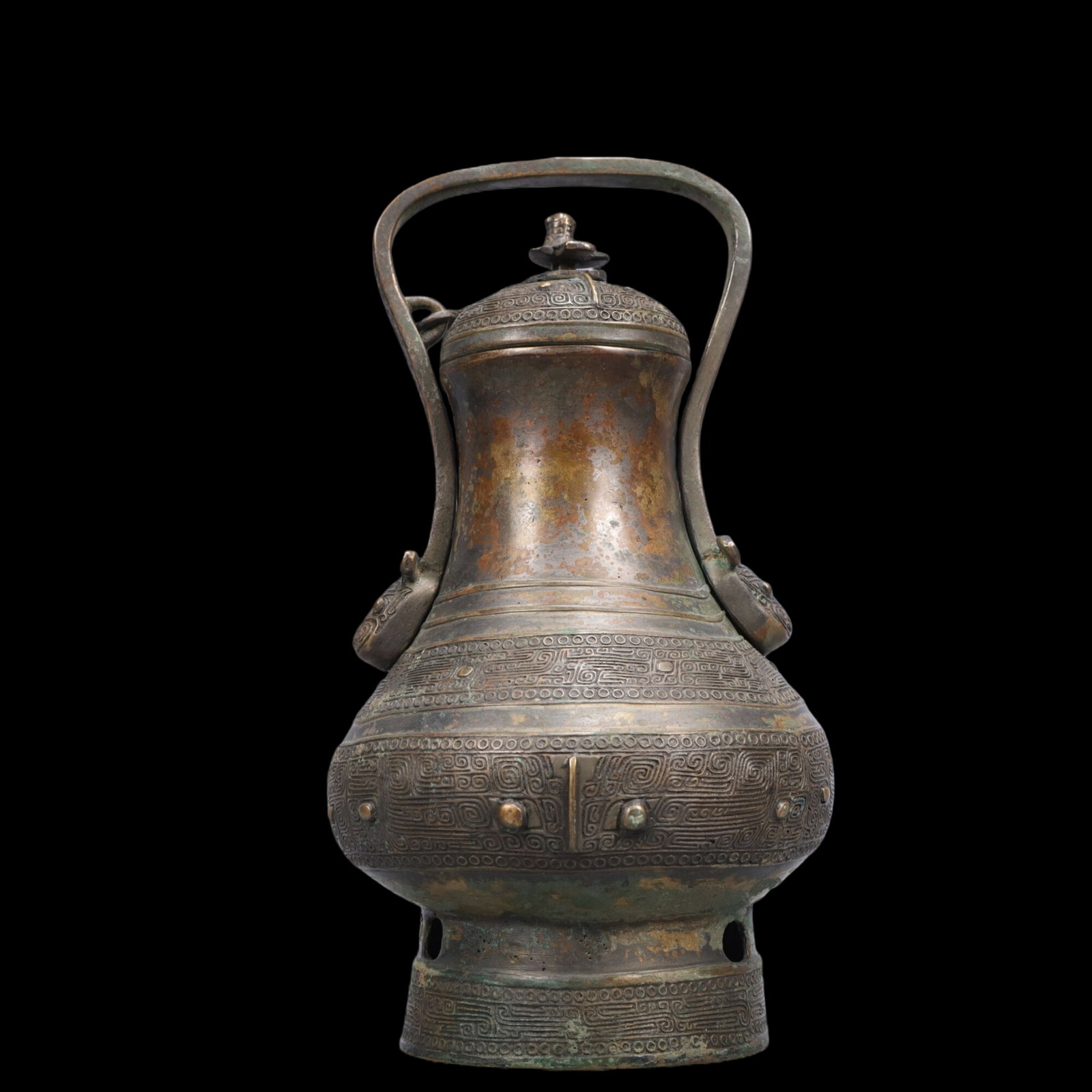 A Precious Bronze Beast-Face Pattern Bottle - 7
