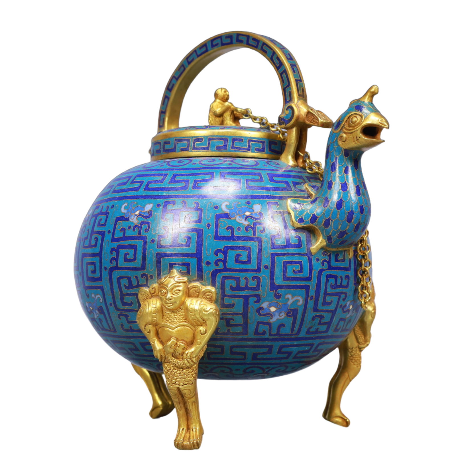 An Exquisite Cloisonne Phoenix Head Tripod Ewer - 4