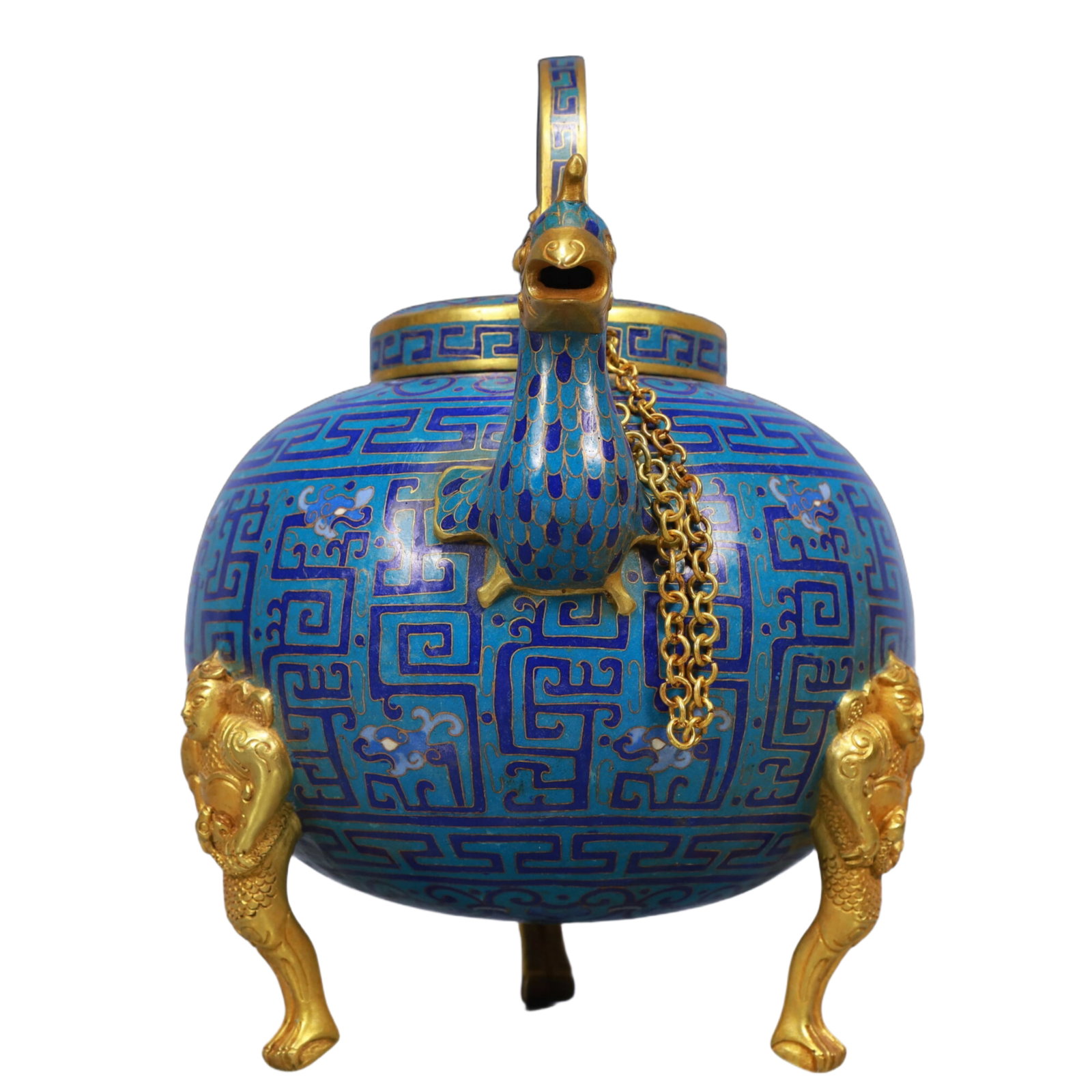 An Exquisite Cloisonne Phoenix Head Tripod Ewer - 5