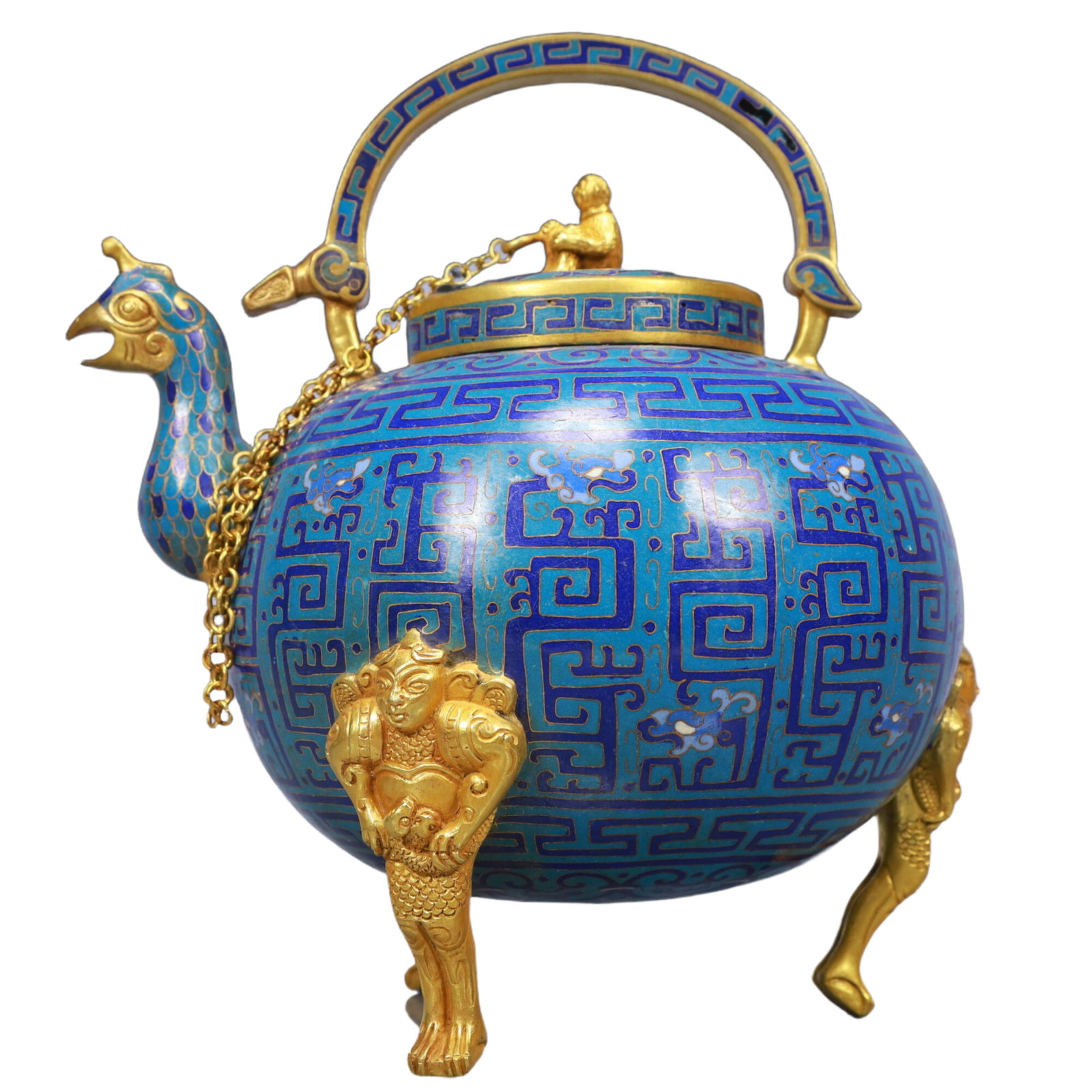 An Exquisite Cloisonne Phoenix Head Tripod Ewer - 7