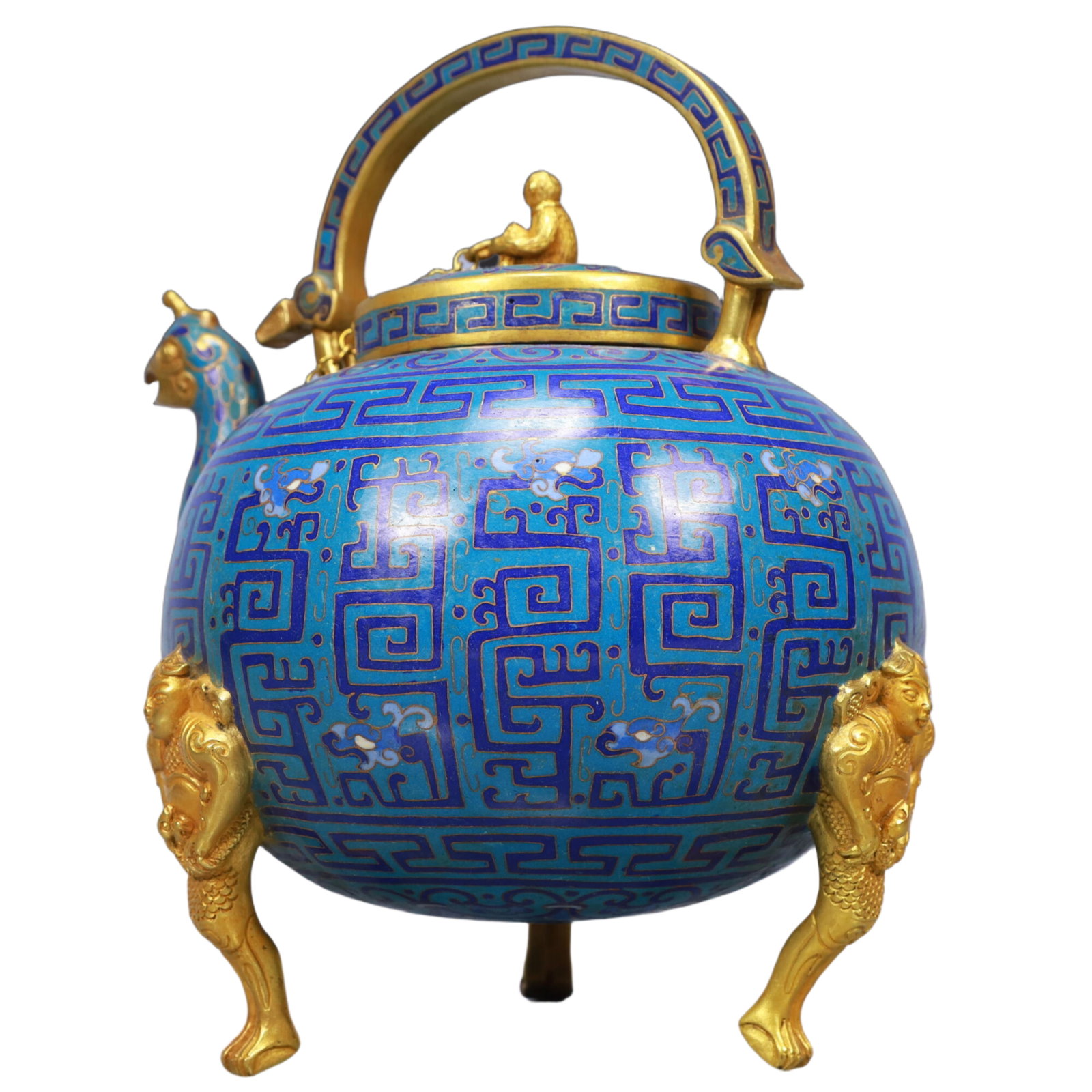 An Exquisite Cloisonne Phoenix Head Tripod Ewer - 8