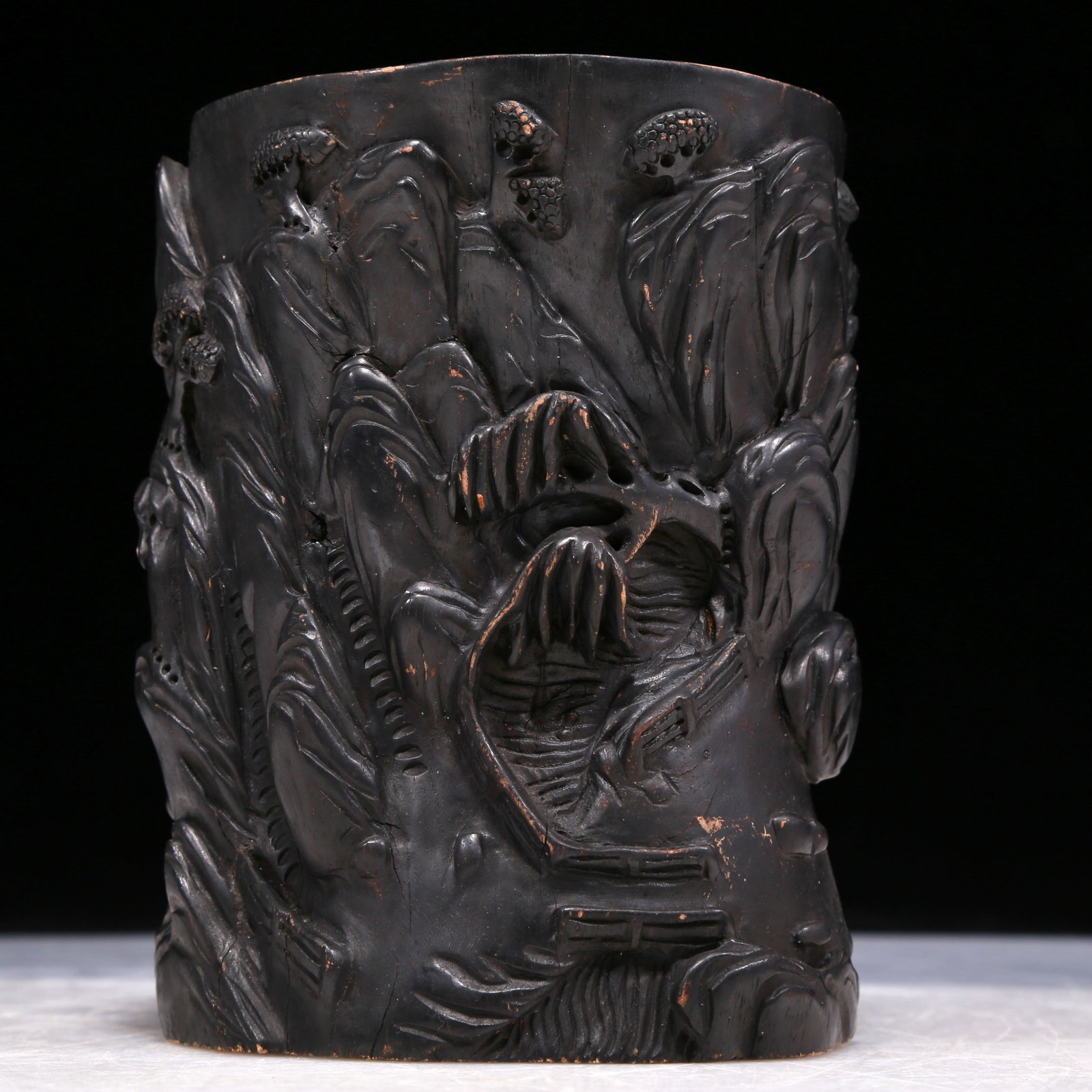 A Fabulous Zitanwood 'Figure& Landscape' Brush Pot (1 of 6)