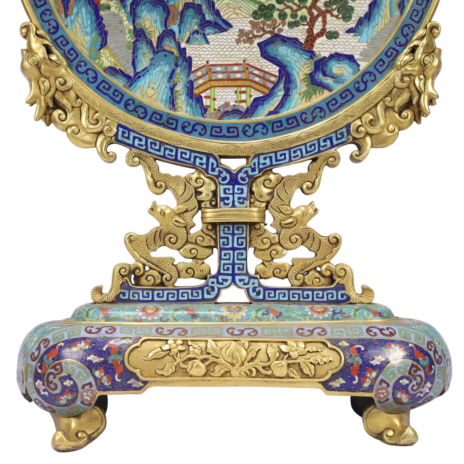 A Huge Cloisonne Landscape and Figure Pattern Table Screen - 11