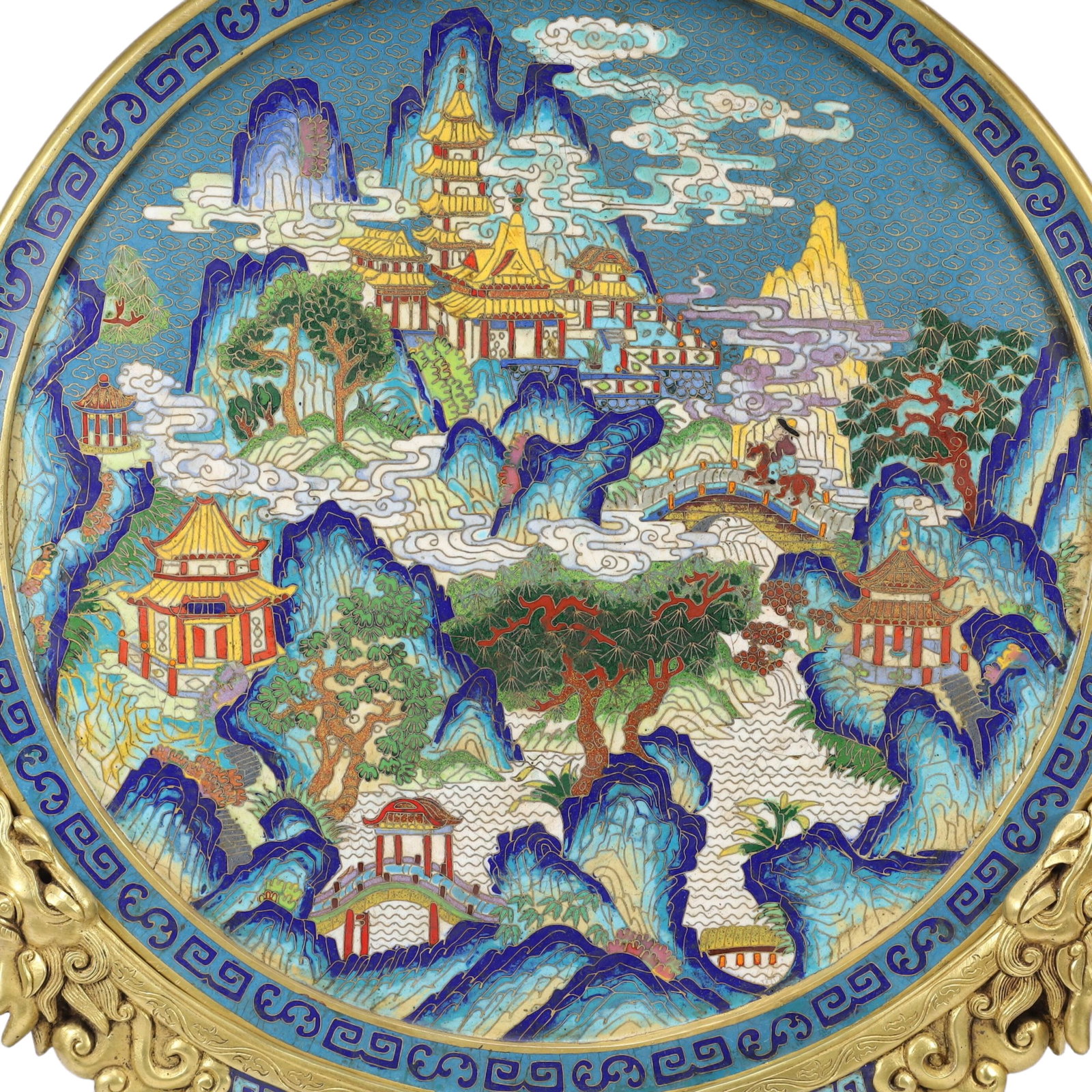 A Huge Cloisonne Landscape and Figure Pattern Table Screen - 4