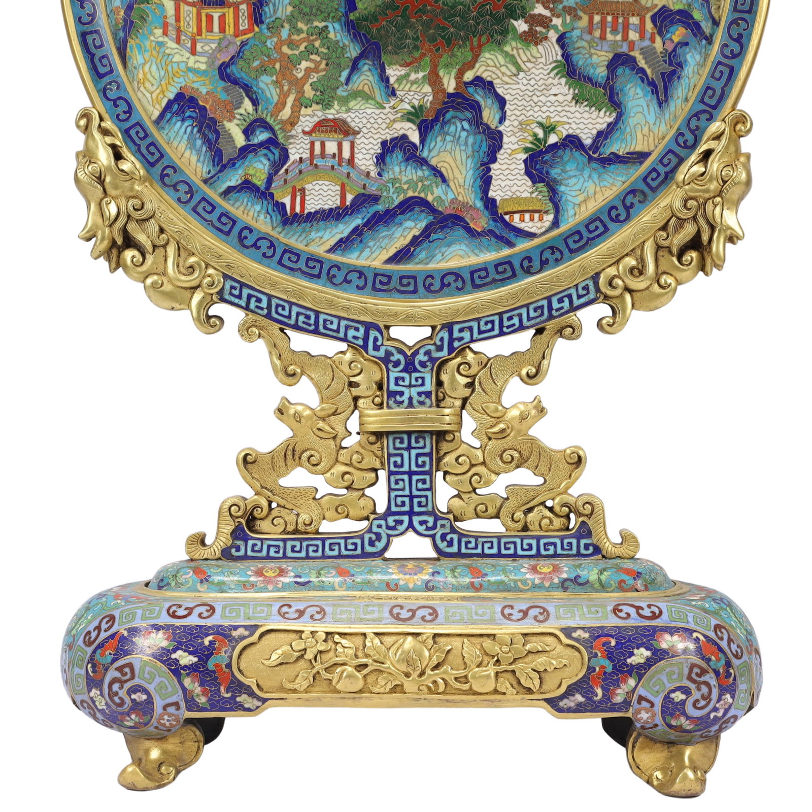 A Huge Cloisonne Landscape and Figure Pattern Table Screen - 5