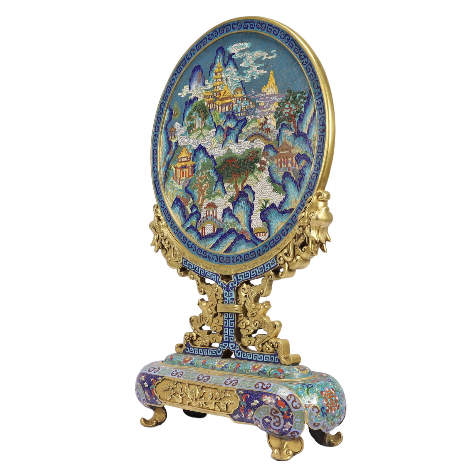 A Huge Cloisonne Landscape and Figure Pattern Table Screen - 7