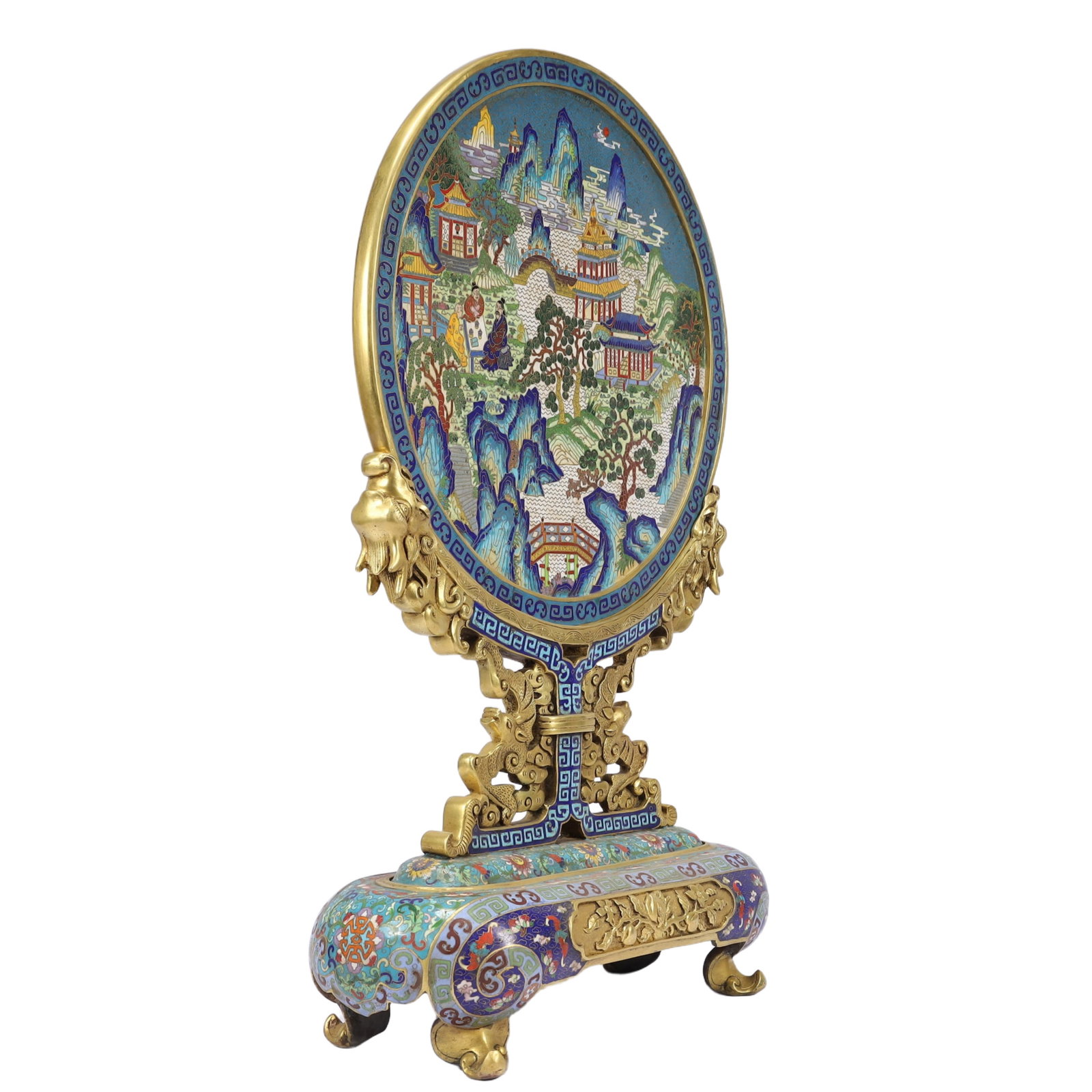 A Huge Cloisonne Landscape and Figure Pattern Table Screen - 8