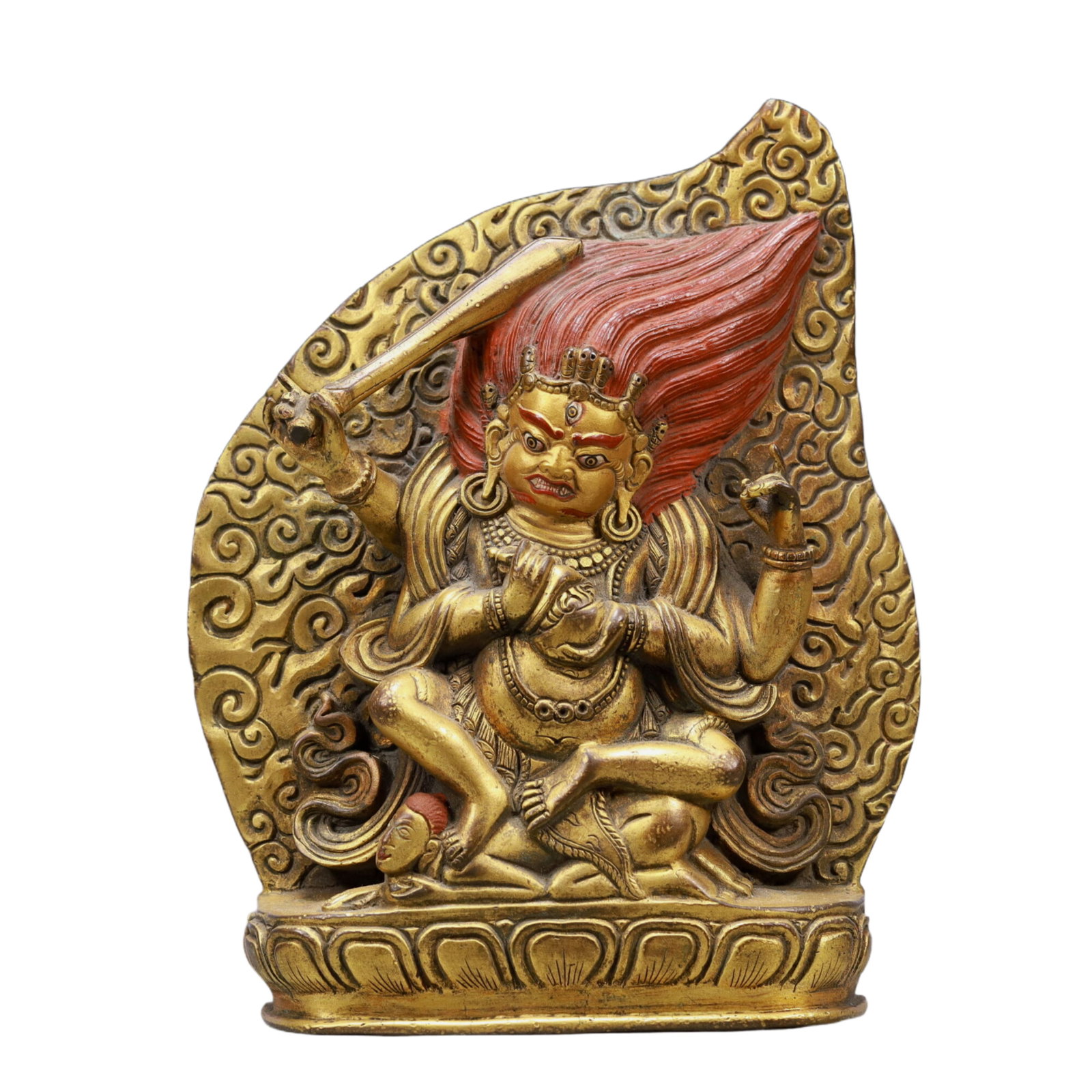 A Solemn Gilt Bronze Statue of Vajra: A Solemn Gilt Bronze Statue of Vajra,Qing Dynasty, China,Size:5.5inx1.2inx6.9inWeight:2750g 铜鎏金金刚像,中国清代