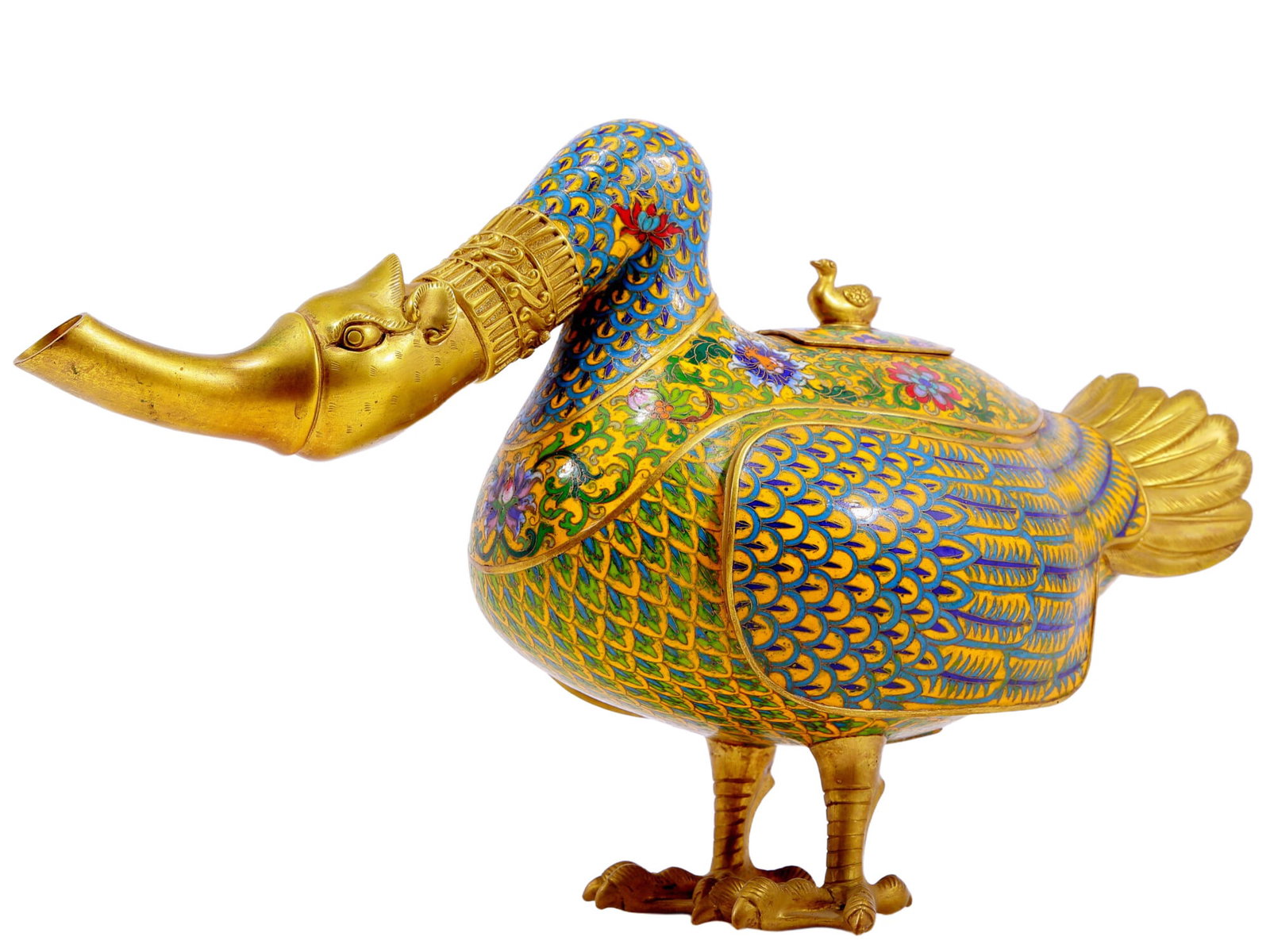 An Exquisite Cloisonne Duck-Form Box - 4