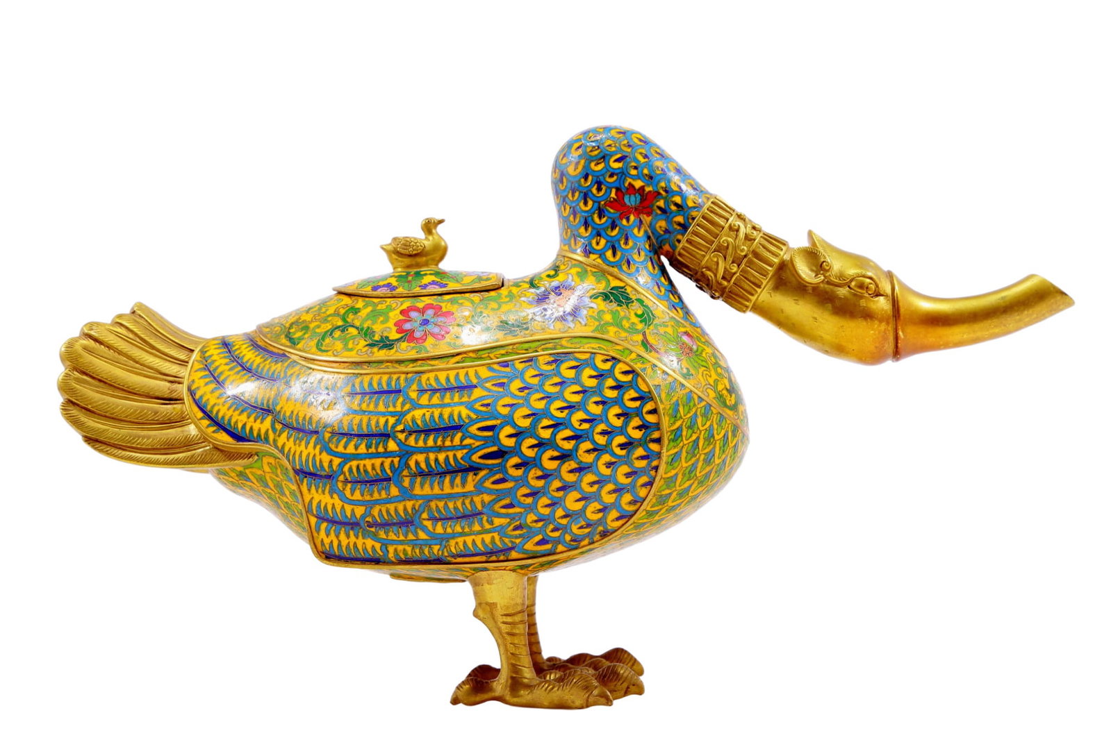 An Exquisite Cloisonne Duck-Form Box - 7