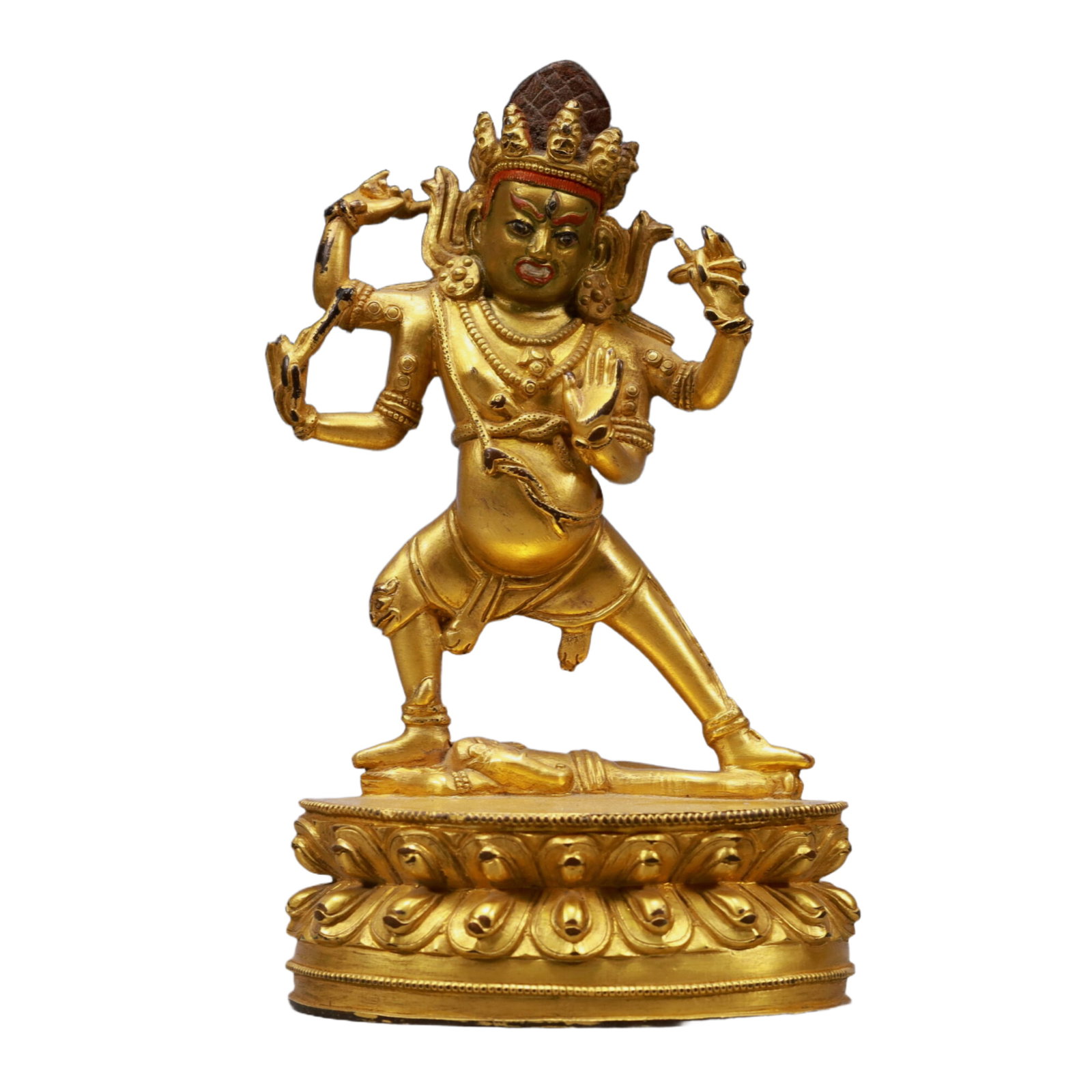 A Solemn Gilt Bronze Statue of Vajra: A Solemn Gilt Bronze Statue of Vajra,Qing Dynasty, China,Size:3.5inx2.4inx6.1inWeight:750g 铜鎏金金刚像,中国清代
