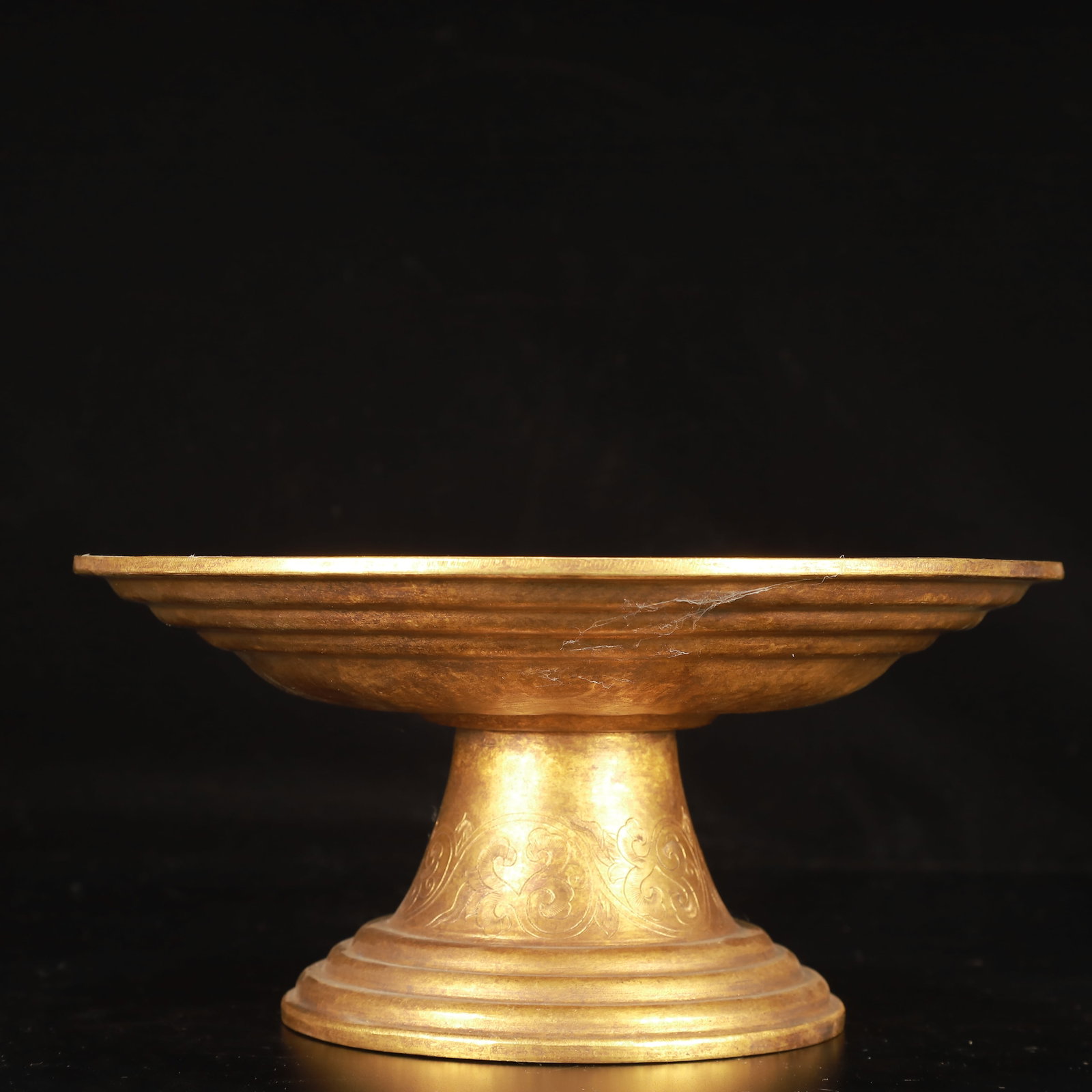 An Exquisite Gilt Bronze Eight Treasures Pattern Stem Plate - 4