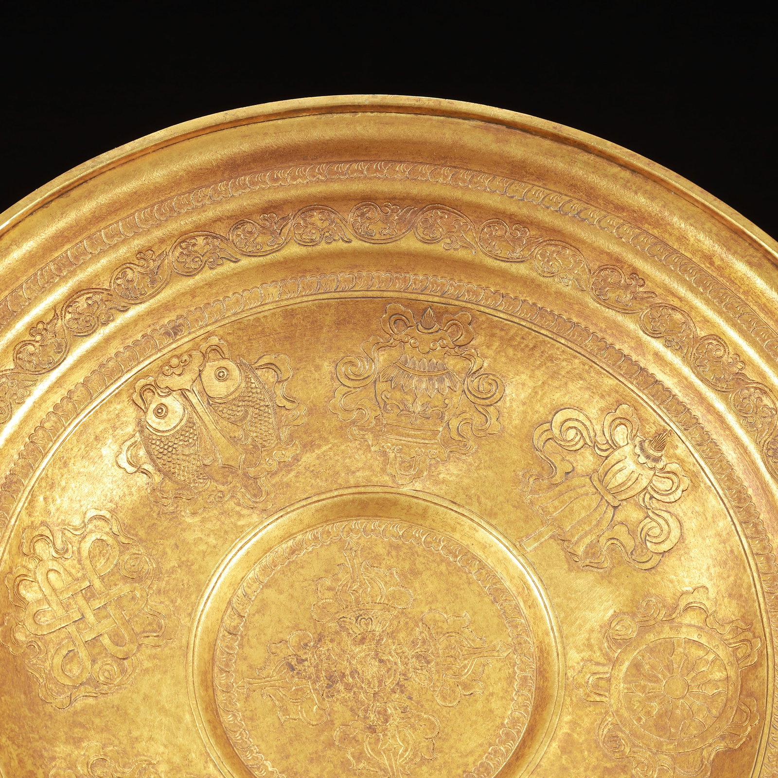 An Exquisite Gilt Bronze Eight Treasures Pattern Stem Plate - 6