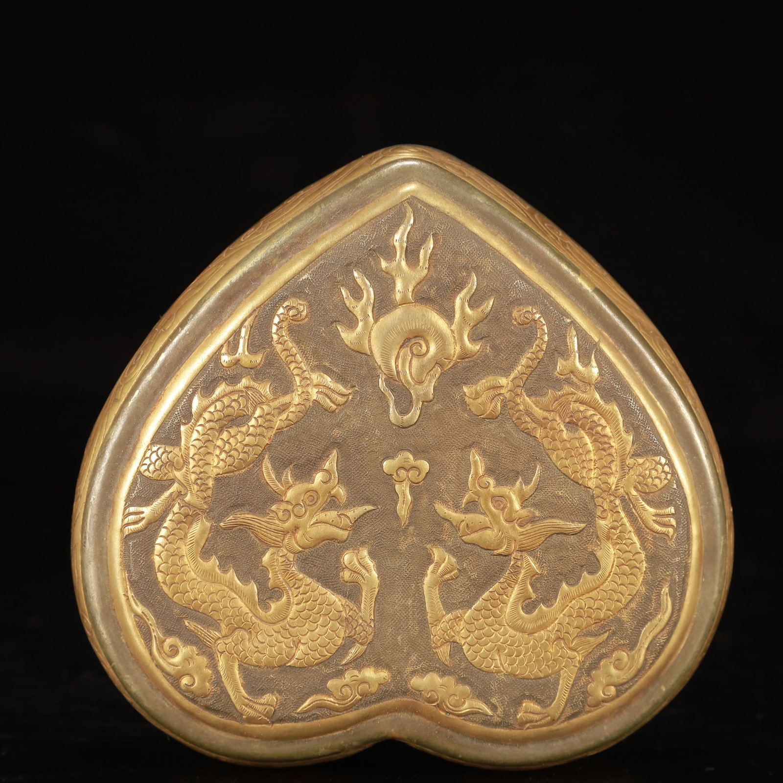 An Exquisite Gilt Bronze Dragon Pattern Box with Cover - 3