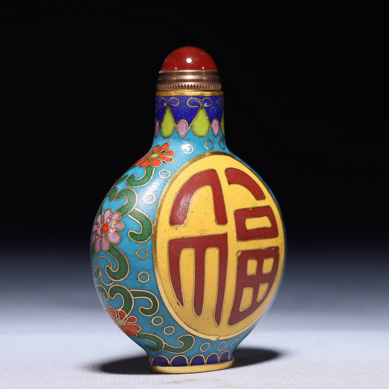 An Exquisite Cloisonne Lotus Pattern Snuff Bottle - 4
