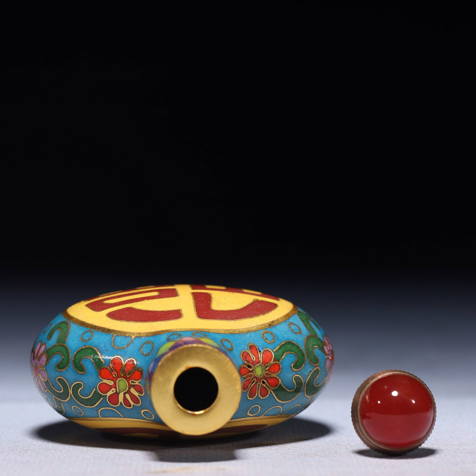 An Exquisite Cloisonne Lotus Pattern Snuff Bottle - 7