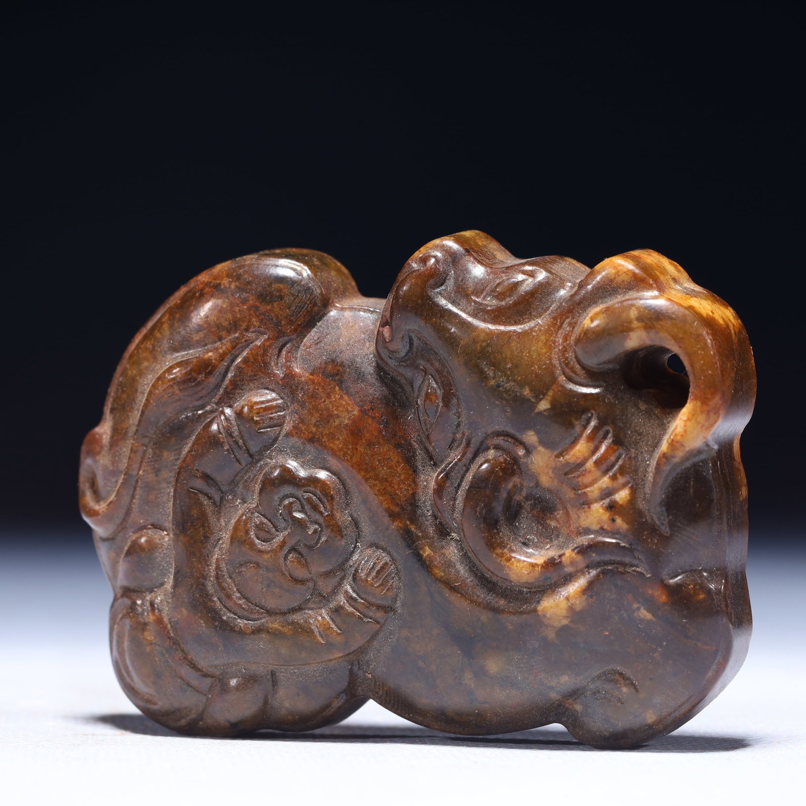 An Exquisite Archaic Jade Buffalo Pattern Pendant - 2