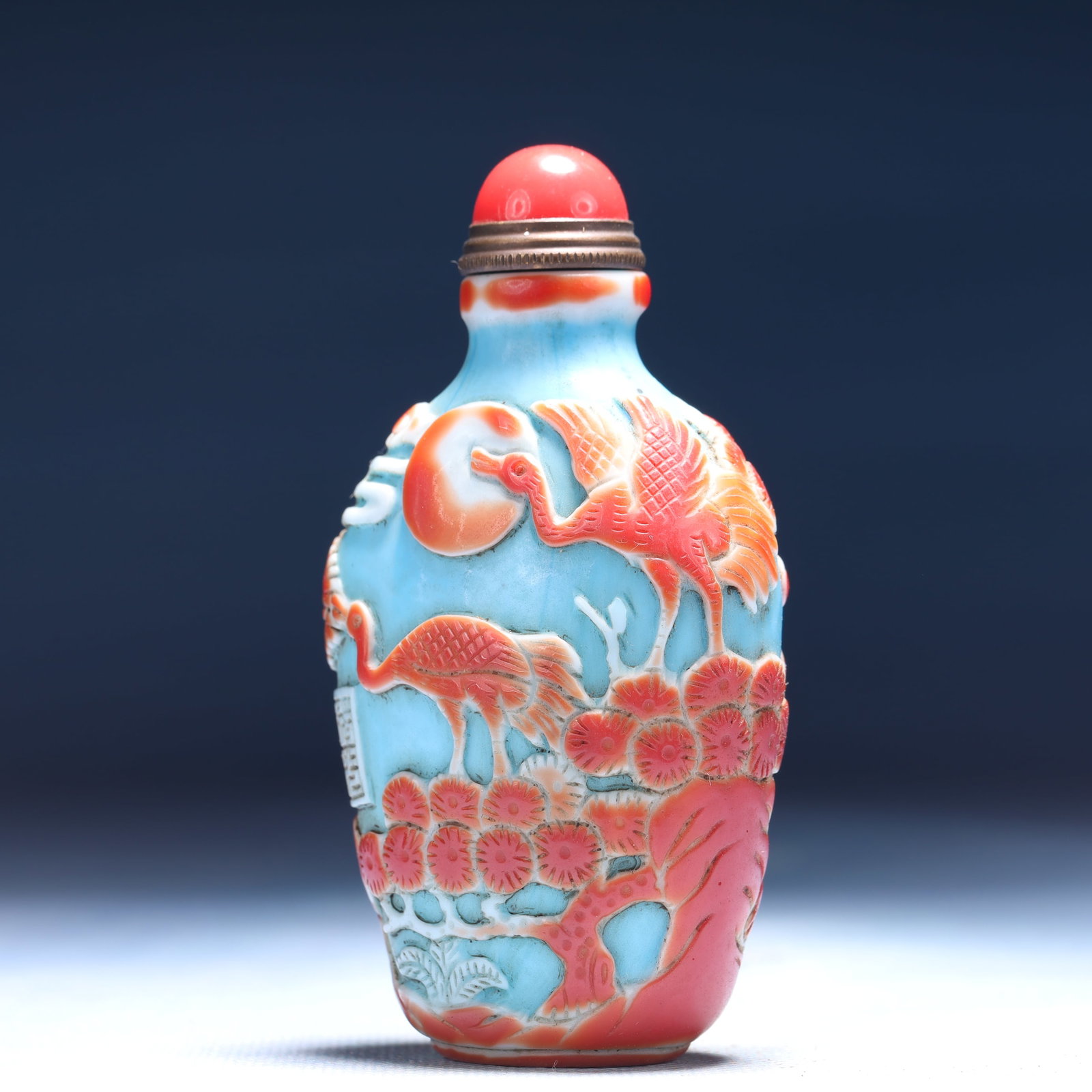 An Exquisite Glass Pine and Crane Pattern Snuff Bottle - 6