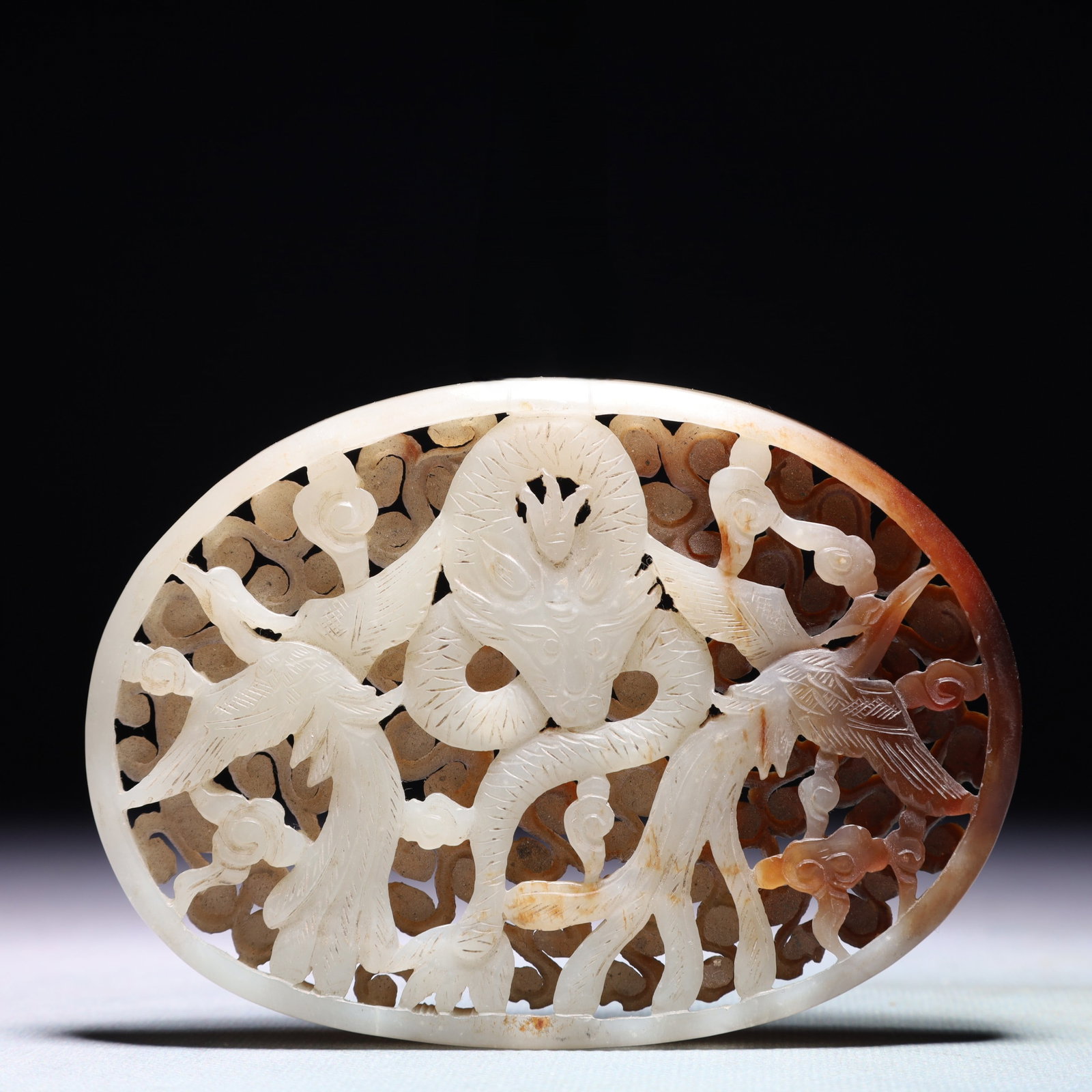 An Exquisite White Jade Dragon and Phoenix Pattern Pendant (1 of 4)
