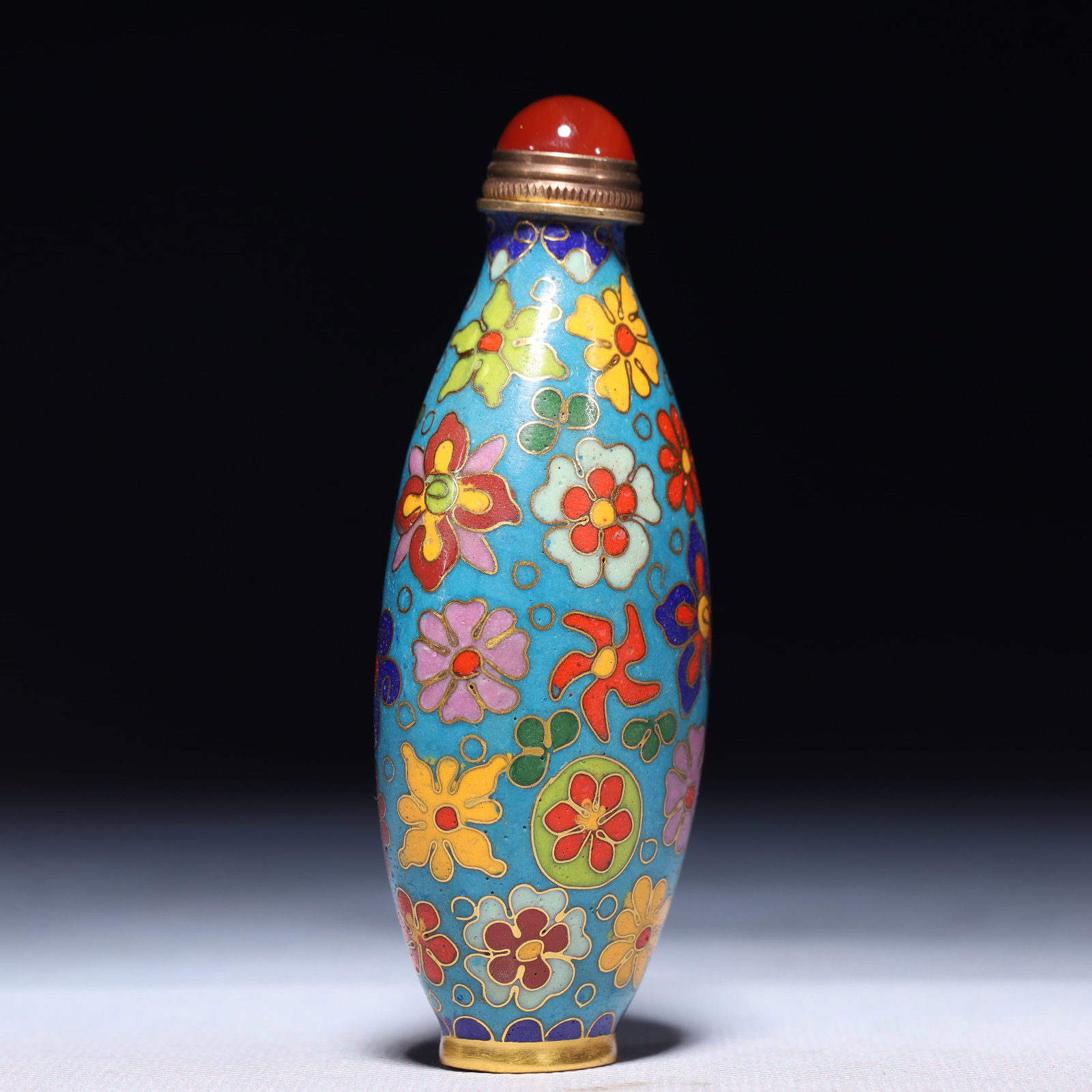 An Exquisite Cloisonne Flower Pattern Snuff Bottle - 4