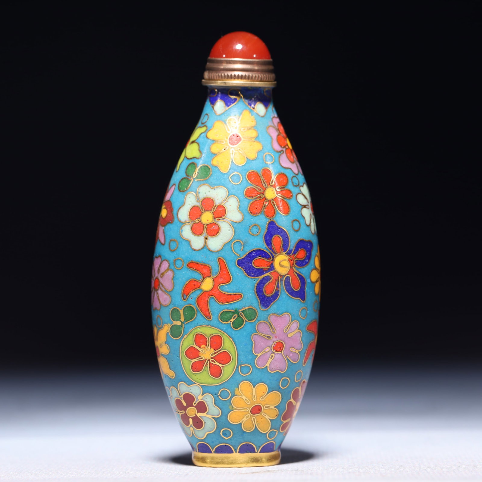 An Exquisite Cloisonne Flower Pattern Snuff Bottle - 5