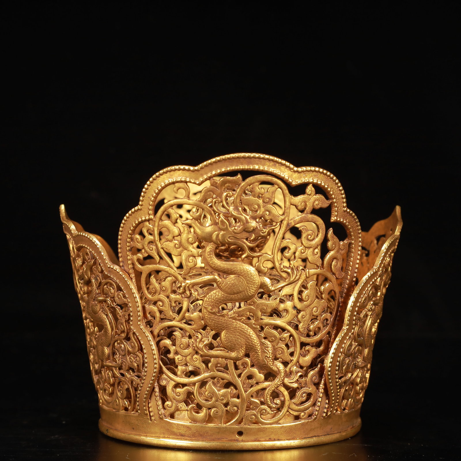An Exquisite Cloisonne Gilt Dragon coronet - 2