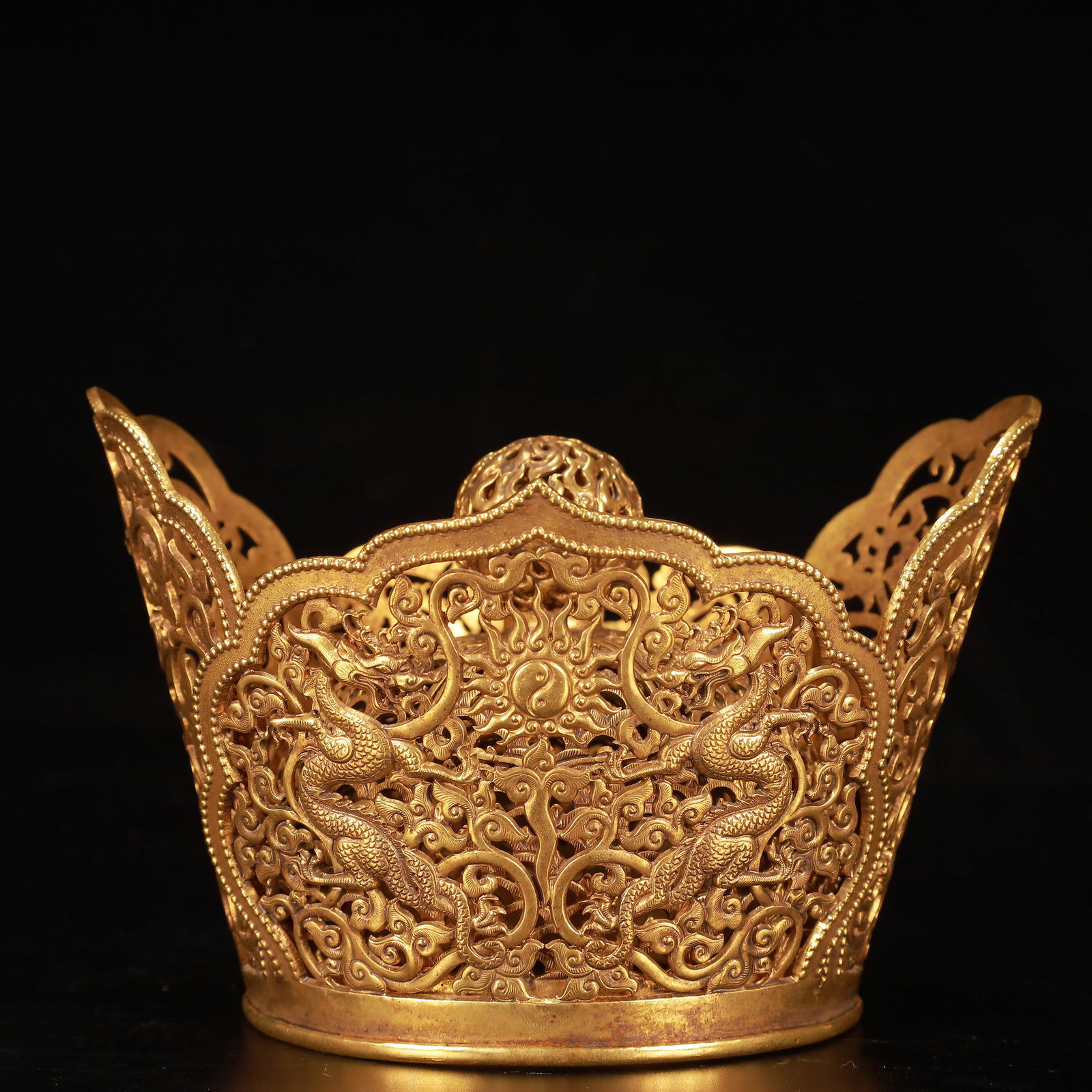 An Exquisite Cloisonne Gilt Dragon coronet - 3