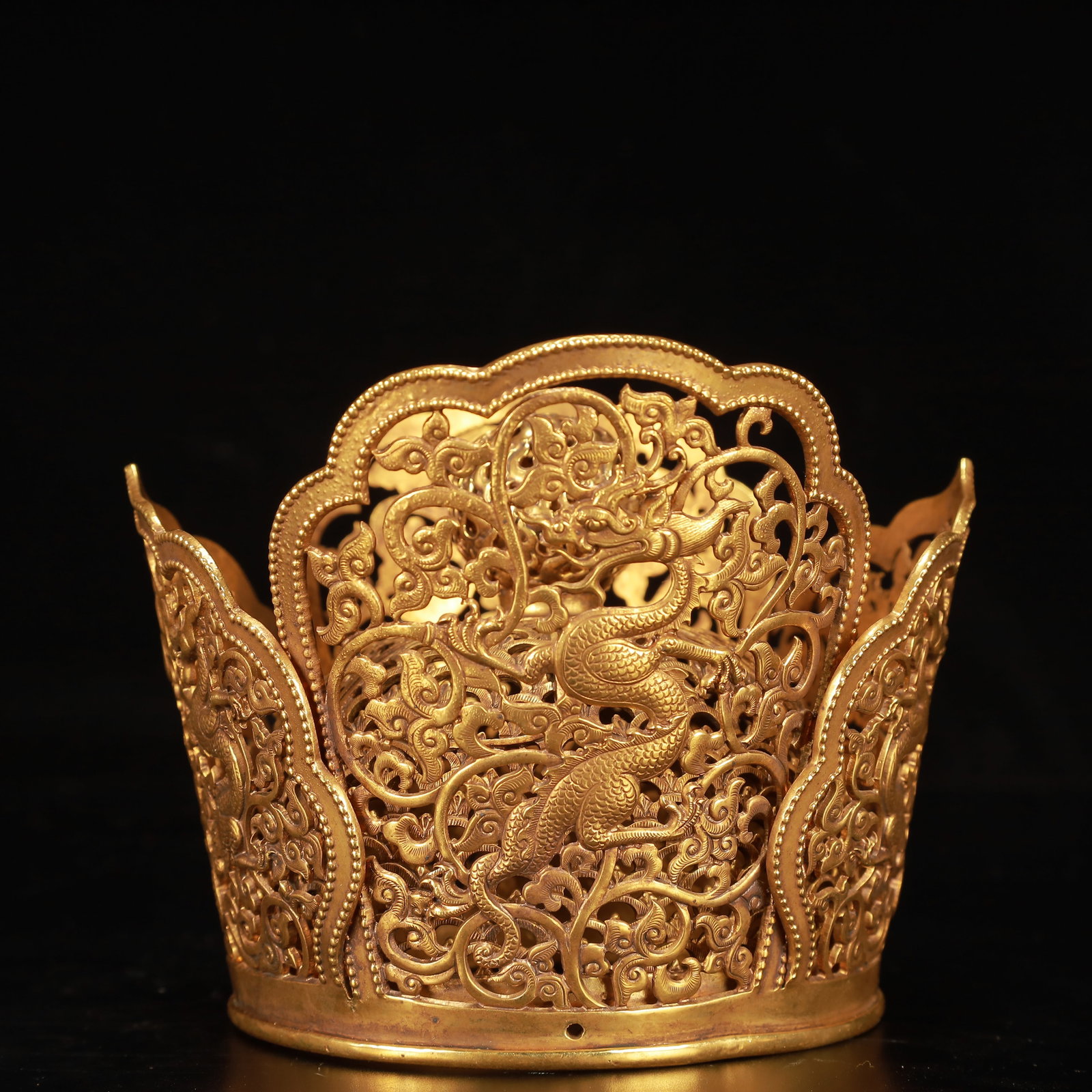 An Exquisite Cloisonne Gilt Dragon coronet - 4